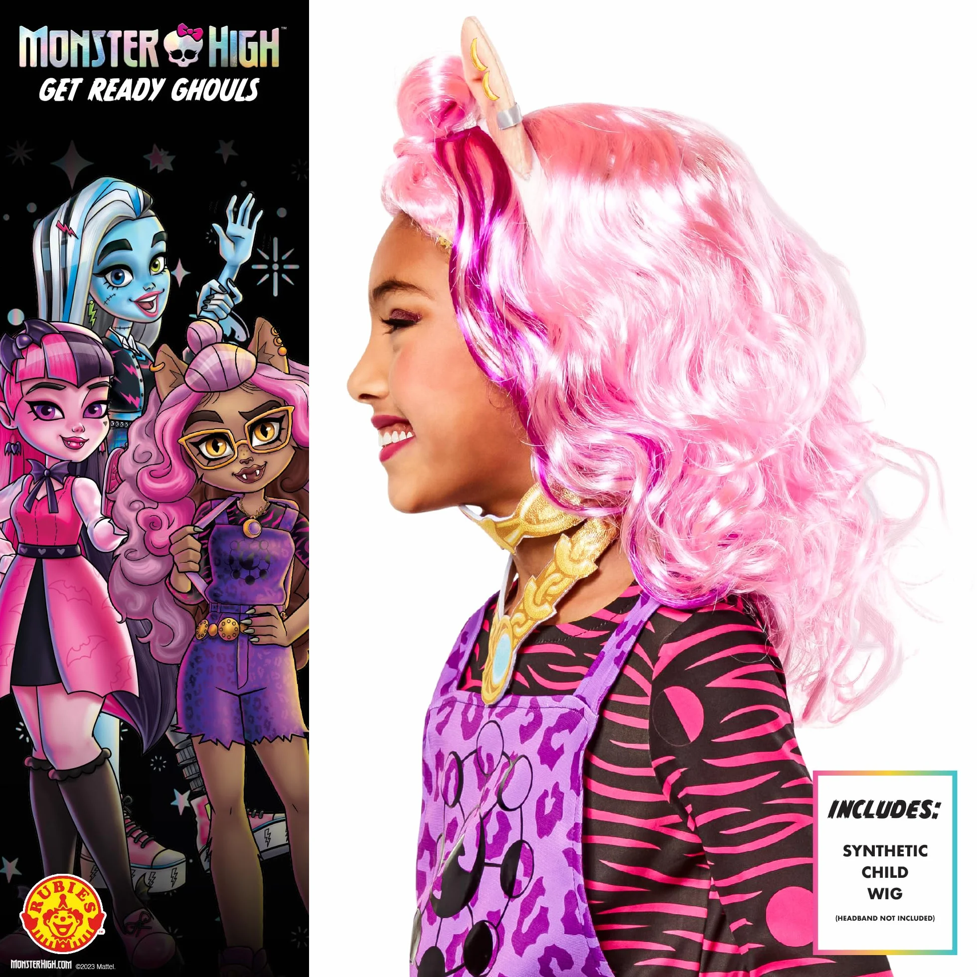 Rubies Oficjalna peruka Monster High Clawdeen Wolf dla dzieci, fantazyjne akcesoria do kostiumu, Halloween, Halloween