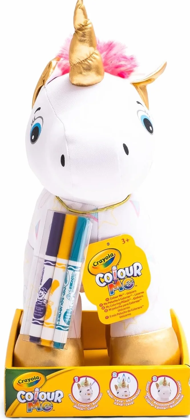 CRAYOLA - Colour Me Plush, pluszowa zabawka z 3 flamastrami, jednorożec, kreatywne zajęcie i prezent dla dzieci od 3 lat, 4026316