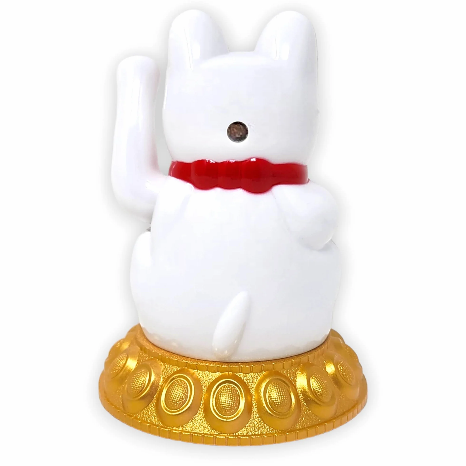 Starlet24® Machająca kotka szczęścia Winkekatze Lucky Cat Maneki-Neko Machająca japońska Maneki-Neko (Biały z ogniwami słonecznymi, 12 cm)