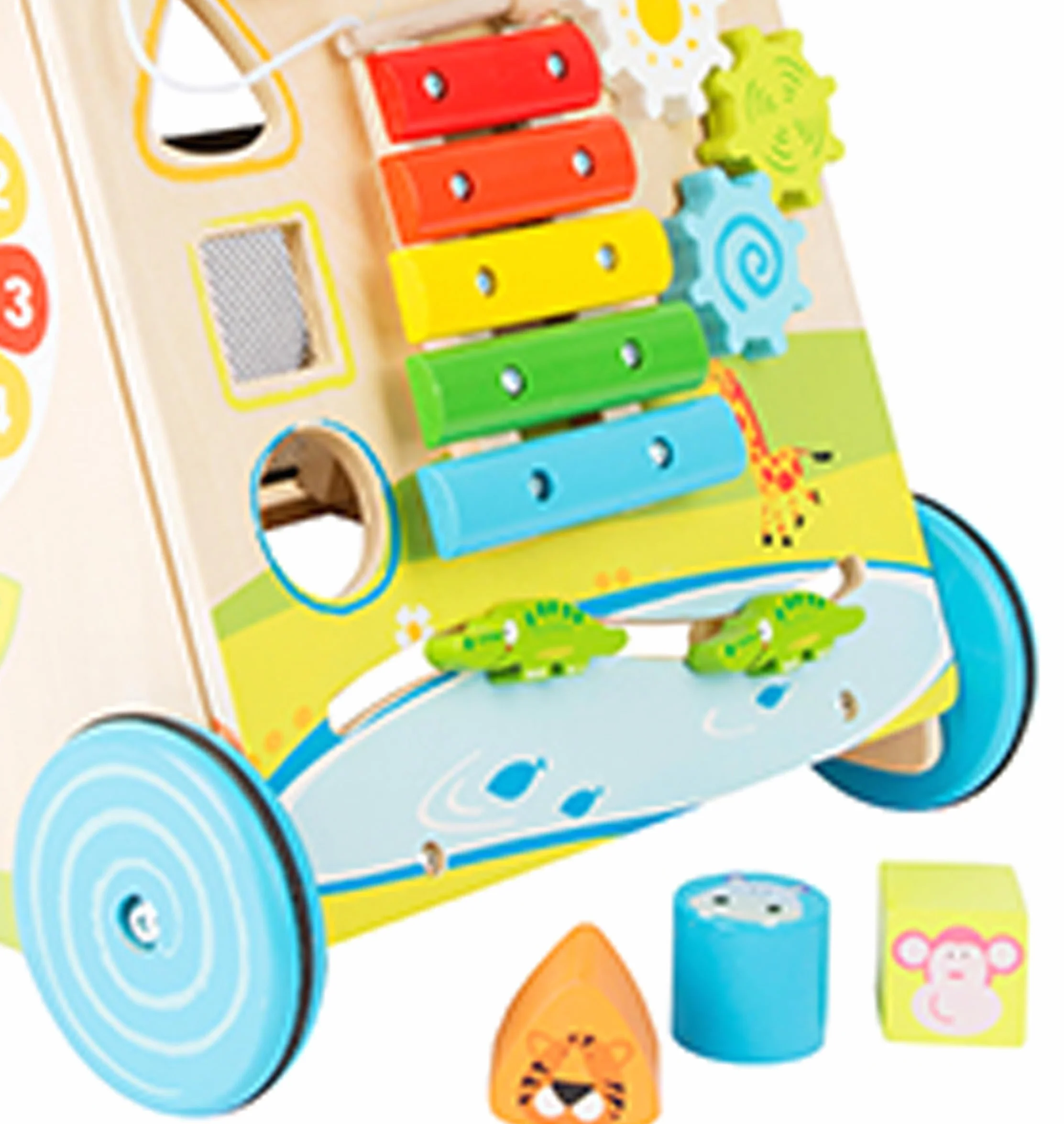 Small Foot 10606 Chodzik dla niemowląt, z drewna, z różnorodną zabawą dla dzieci w wieku od 2 lat