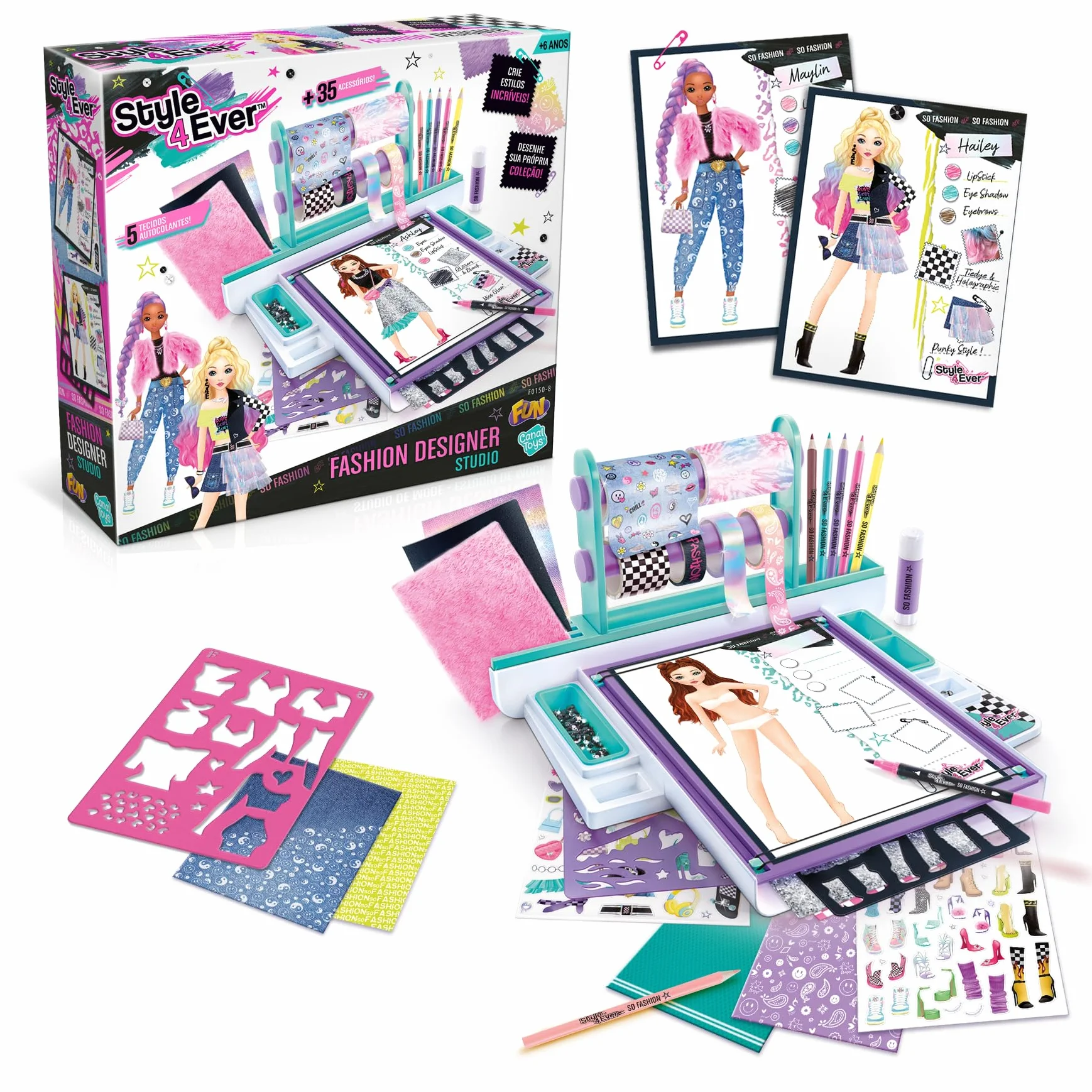 Canal Toys - Styl 4 Ever Fashion Designer Tablet Dziecko 6 lat + - Studio rysowania i kreatywnego wypoczynku z samoprzylepnymi tkaninami, szablonami, naklejkami i pisakami, aby stworzyć swoją kolekcję