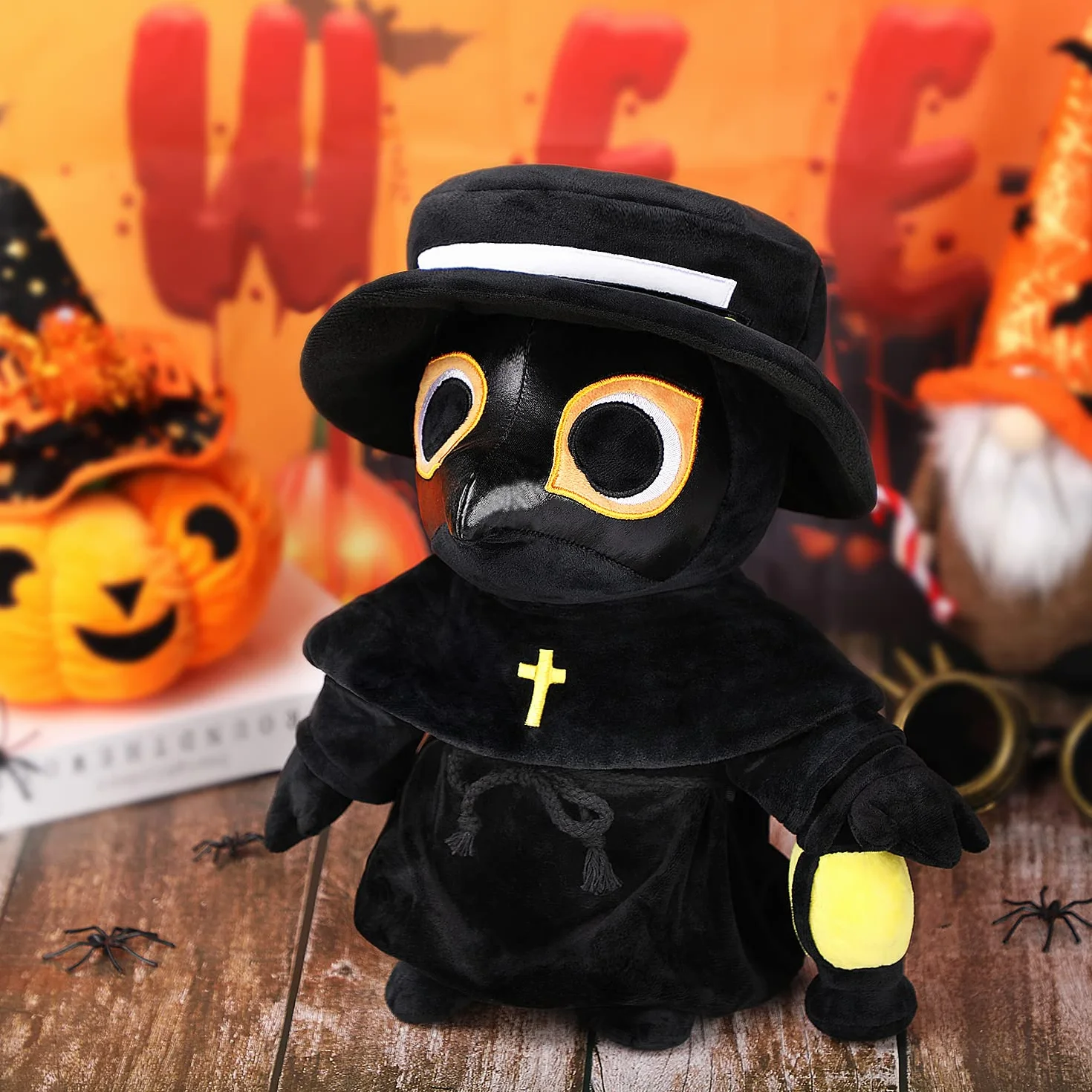Plague Doctor pluszowa zabawka, upiorna urocza wypchana pluszowa poduszka, lalka, miękka, puszysta poduszka do przytulania, prezent dla dzieci i dorosłych (21321)