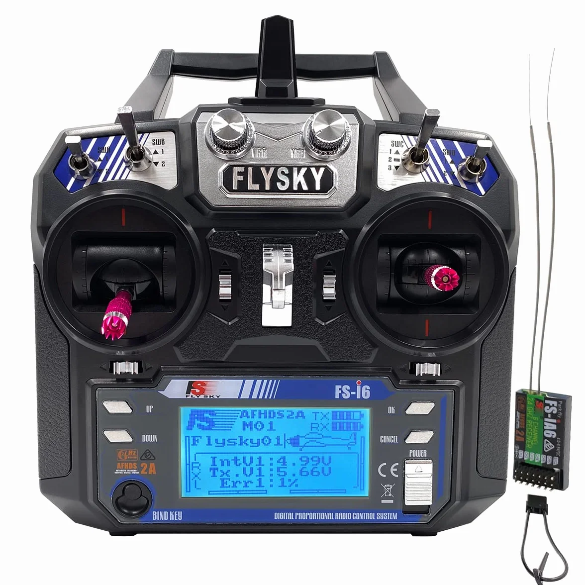 DTXMX Flysky FS-i6 2,4 GHz 6-kanałowy nadajnik rc zdalne sterowanie z odbiornikiem FS-iA6 Radio Control System do RC Quadcopter, stałe skrzydło helikoptera (tryb 2)