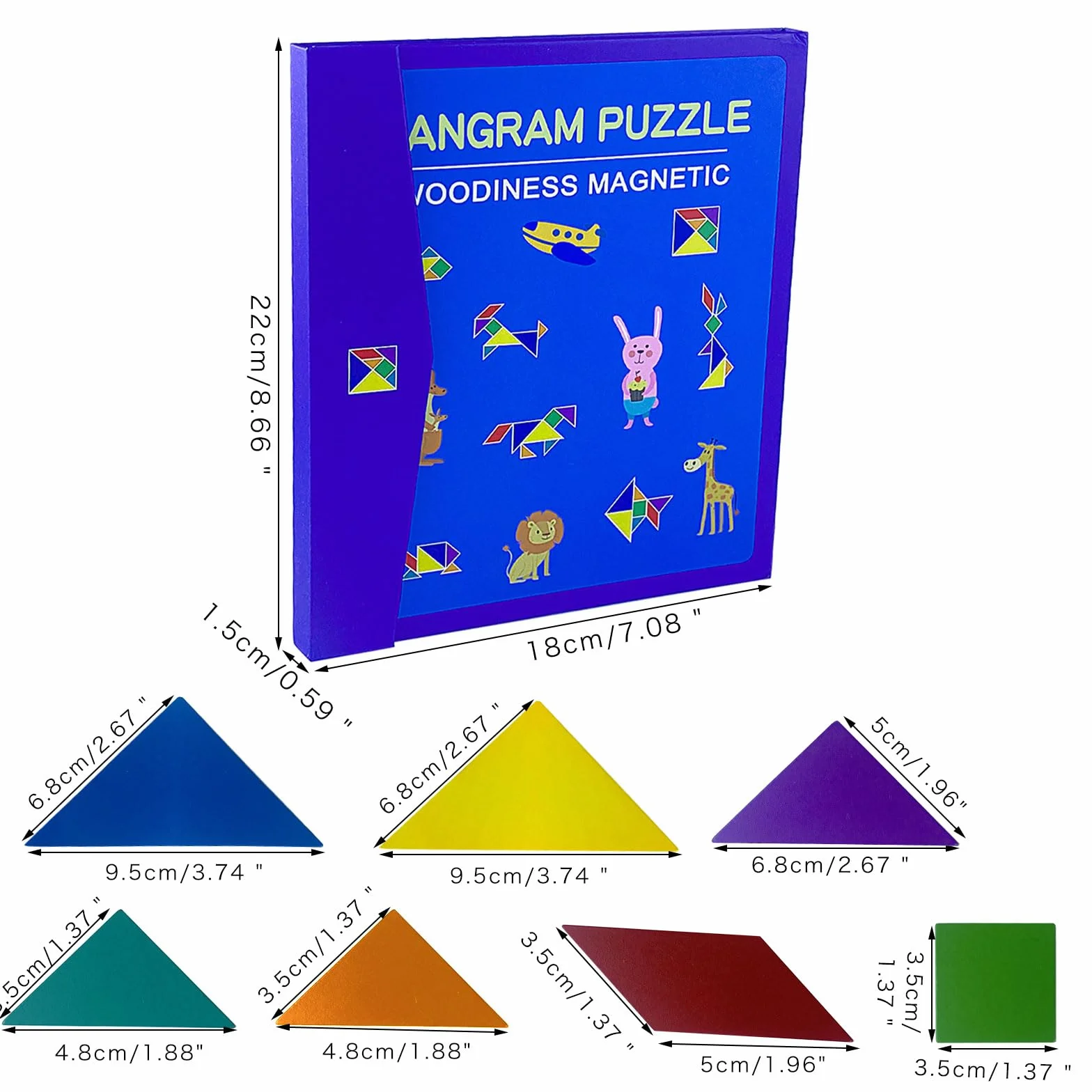 Magnetyczny tangram - geometryczne kształty, puzzle dla dzieci w wieku 3-7 lat