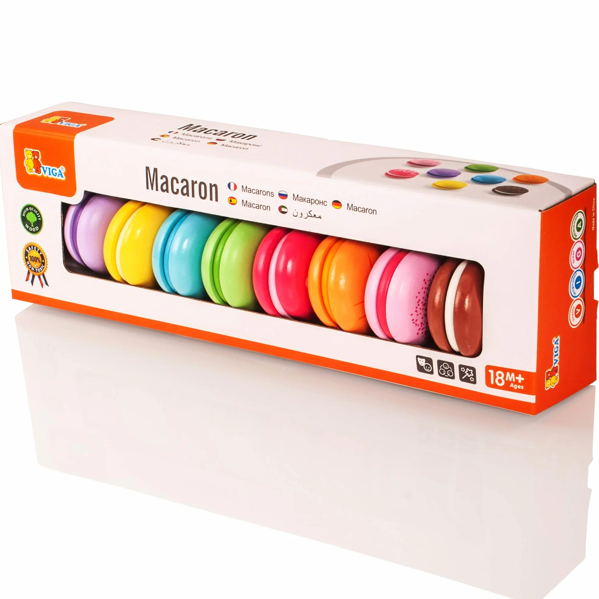 VIGA 50807 VIGA zestaw 8 ciastek z zabawkami Macaron, różne kolory, 30 x 9,7 x 5,2 cm (50807)