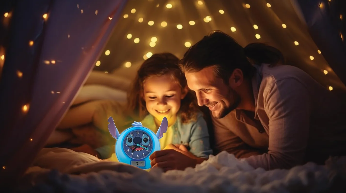 Lexibook, Disney Stitch, My Educative Night Companion, Budzik, Lampka Nocna, Symulator Świtu i Opowiadacz Historii, z Kablem Sieciowym, Niebieski, RLT100D