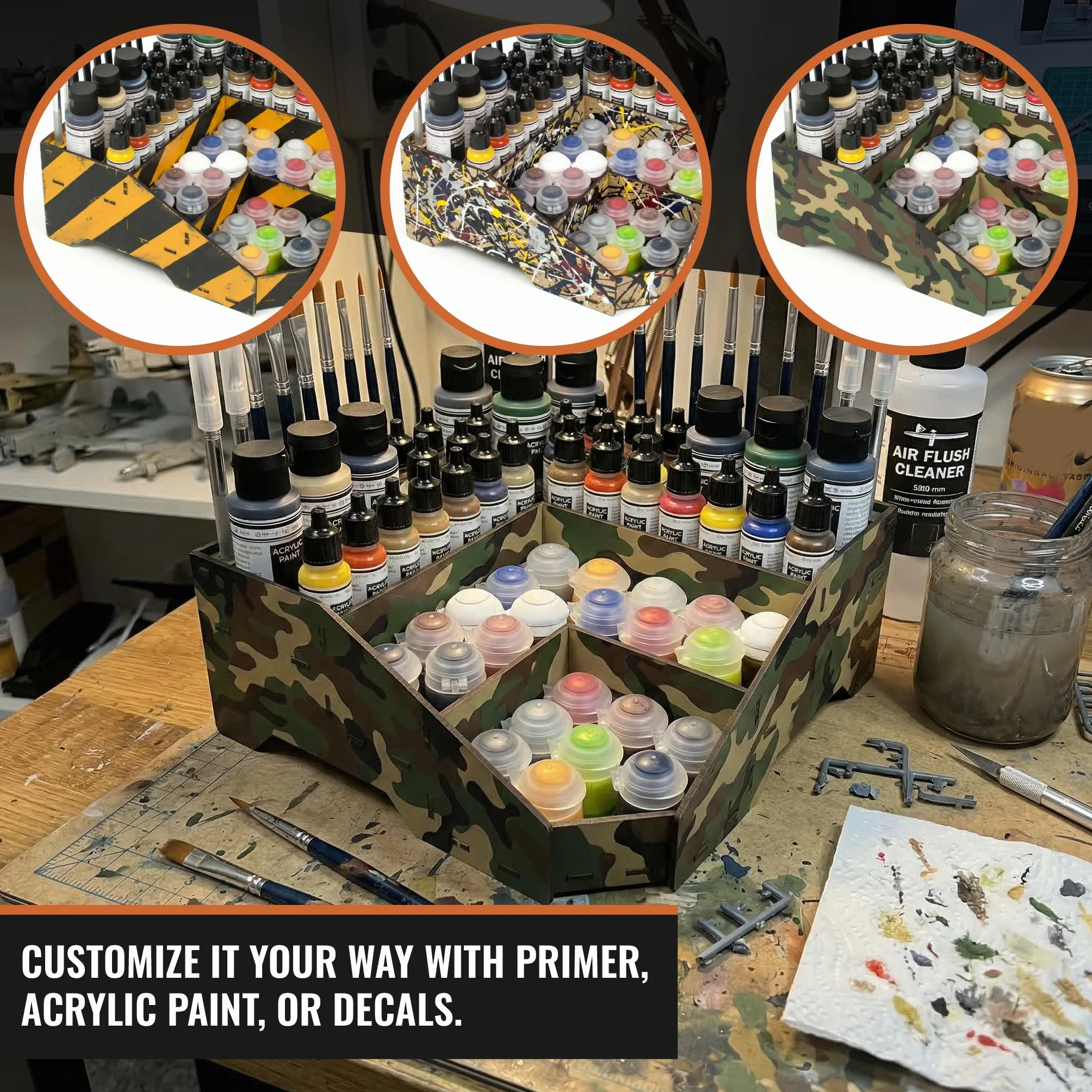 PROSCALE Paint Rack for model paints. Hobby craft Citadel Vallejo Tamiya Army paint rack stand Portable paint holder organiser Miniature warhammer paint storage Stand Model painting station (Model D)