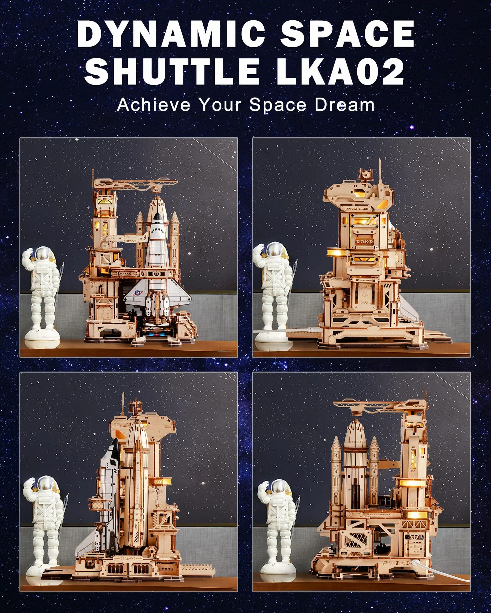 ROKR Drewniane puzzle 3D LQA01 Space Shuttle