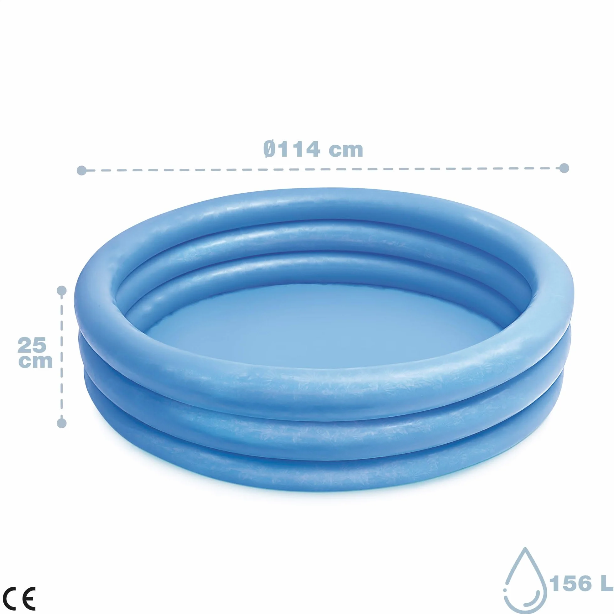 Intex Crystal Blue Three Ring Inflatable Paddling Pool 1.14m x 25cm