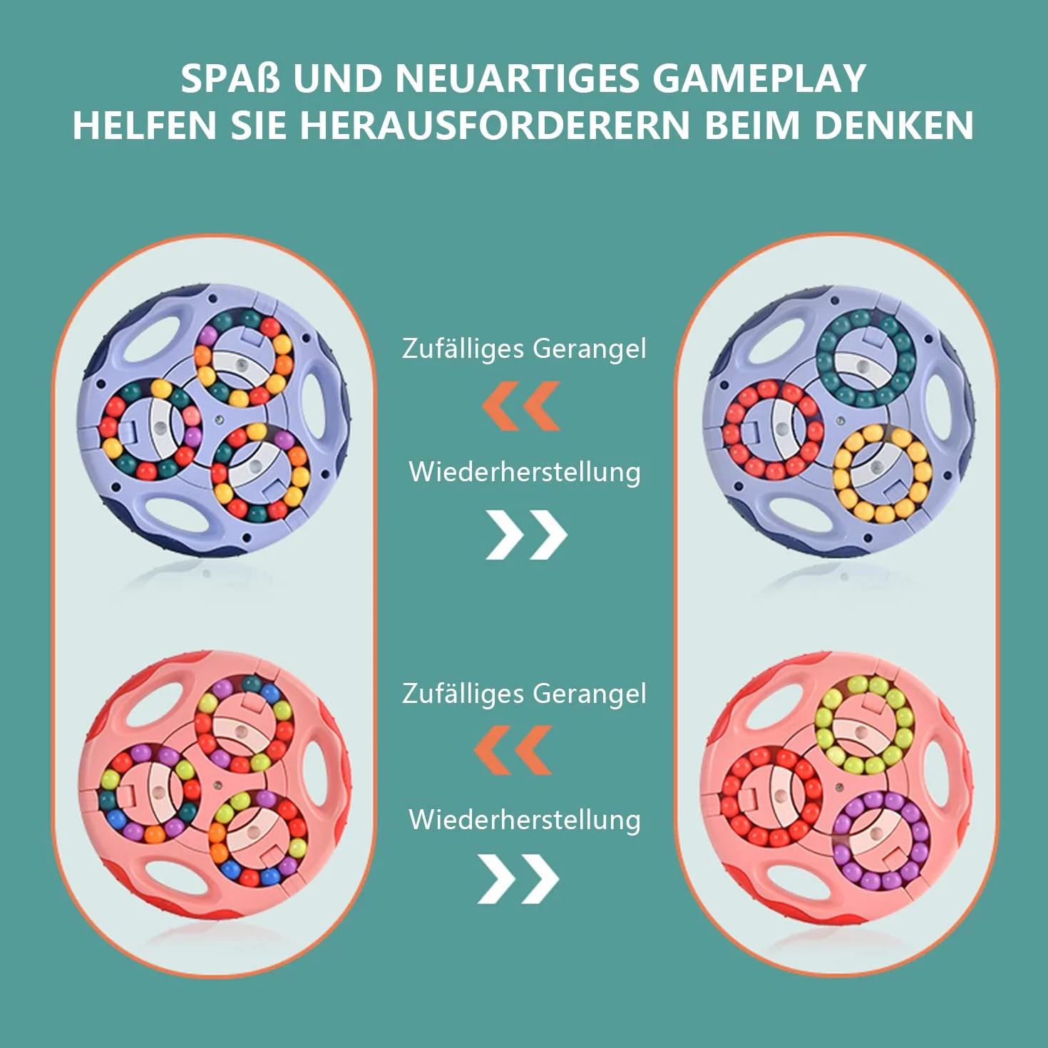 GERUI Obracająca się kostka na palce, gra inteligencyjna, IQ Game Magic Bean, zabawka dekompresyjna, zabawka dla dzieci, nastolatków i dorosłych – zabawka łagodząca lęk (niebieska)