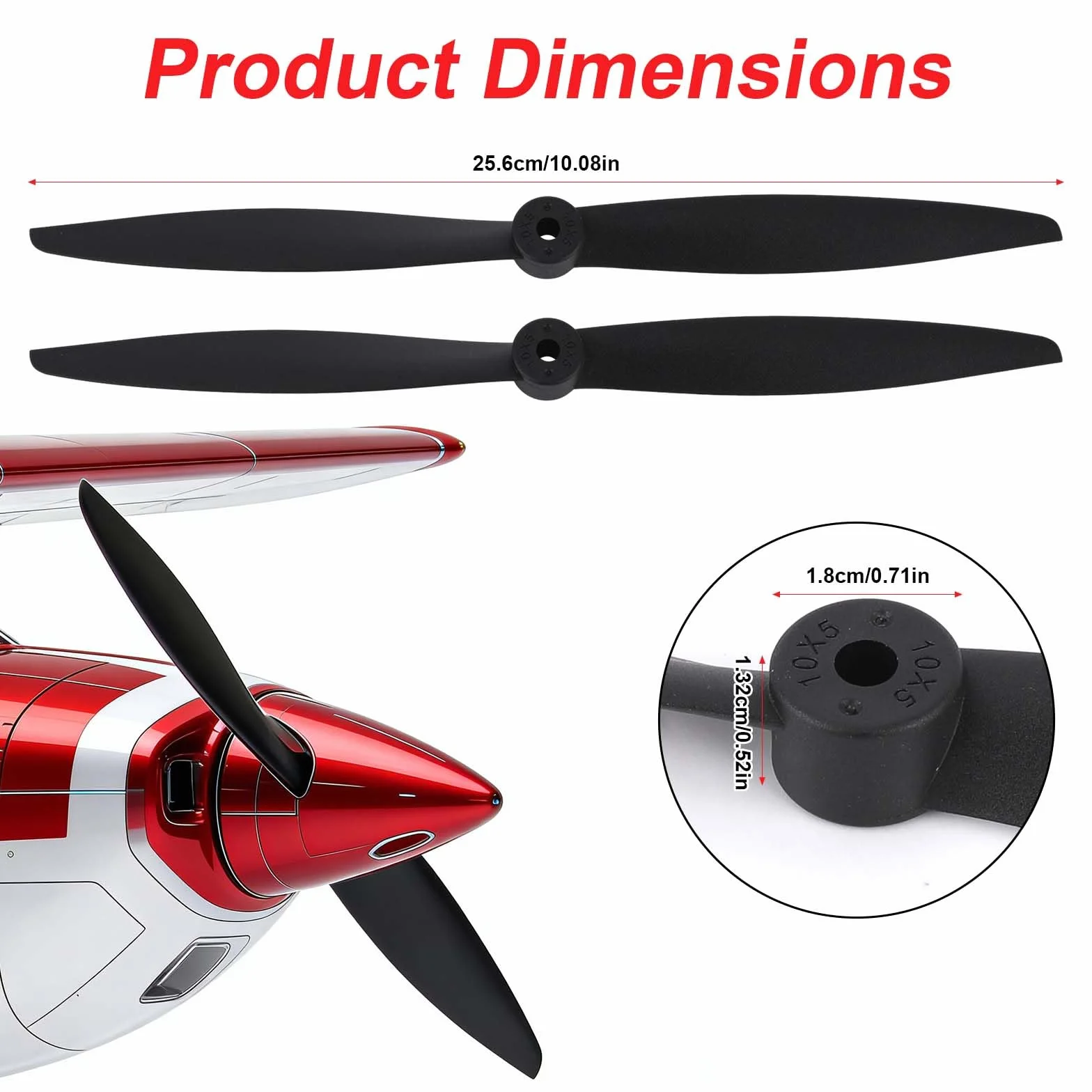 2szt 2-Łopatowy RC Śmigło 10x5 Kompatybilny z FMS 1200mm Super EZ & 1220mm Ranger FMSPROP022, Wysoka Wydajność Plastik Zamiennik Śmigło dla RC Samolot Modele (Czarny)
