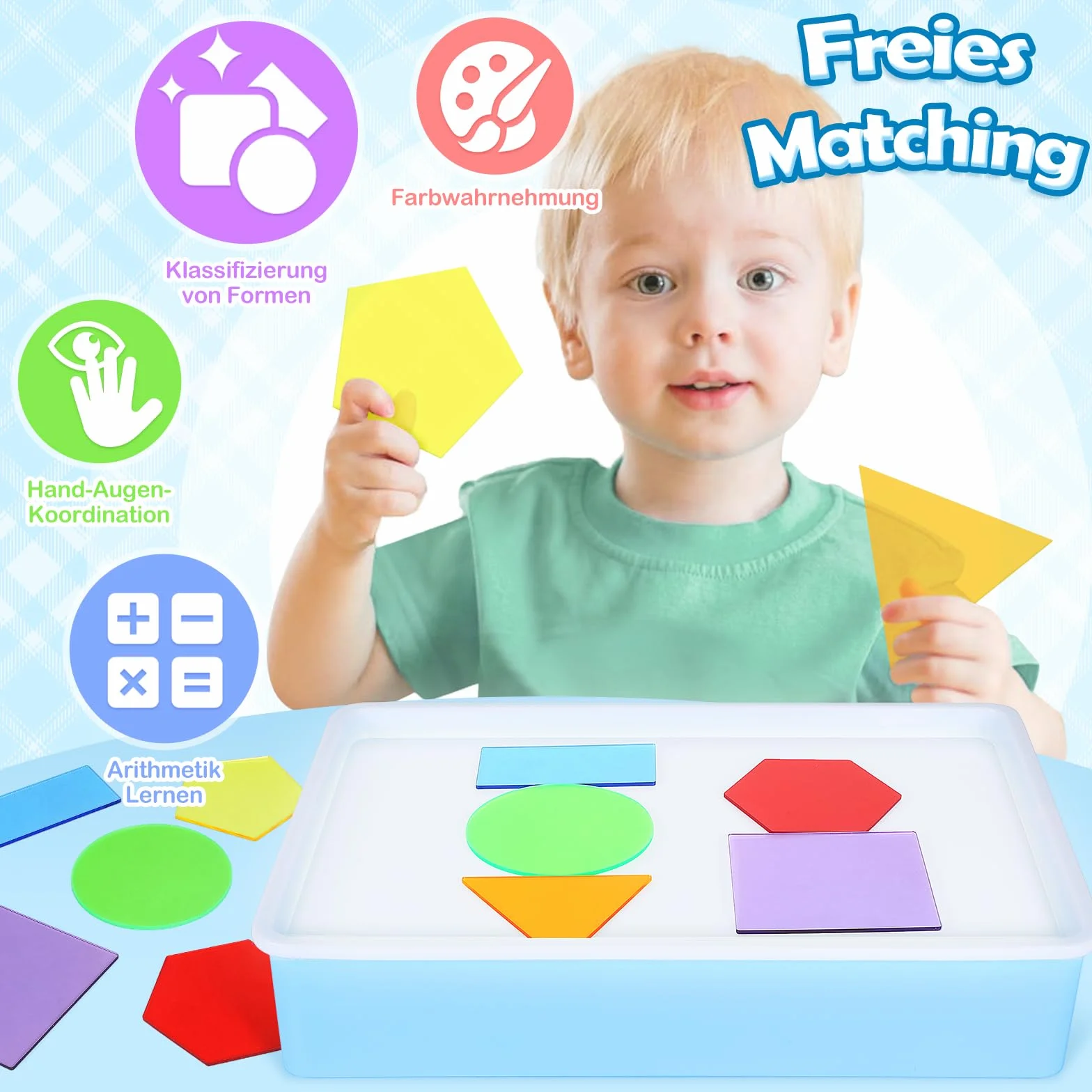 Yellcetoy Zabawki Montessori 3+ Lat - Interaktywny Stolik Świetlny Sensoryczny z 149 Akcesoriami, Light Box Terapeutyczny dla Dzieci z ADHD/Autyzmem, Edukacyjne Gry Rozwijające Motorykę (3-7 łac)