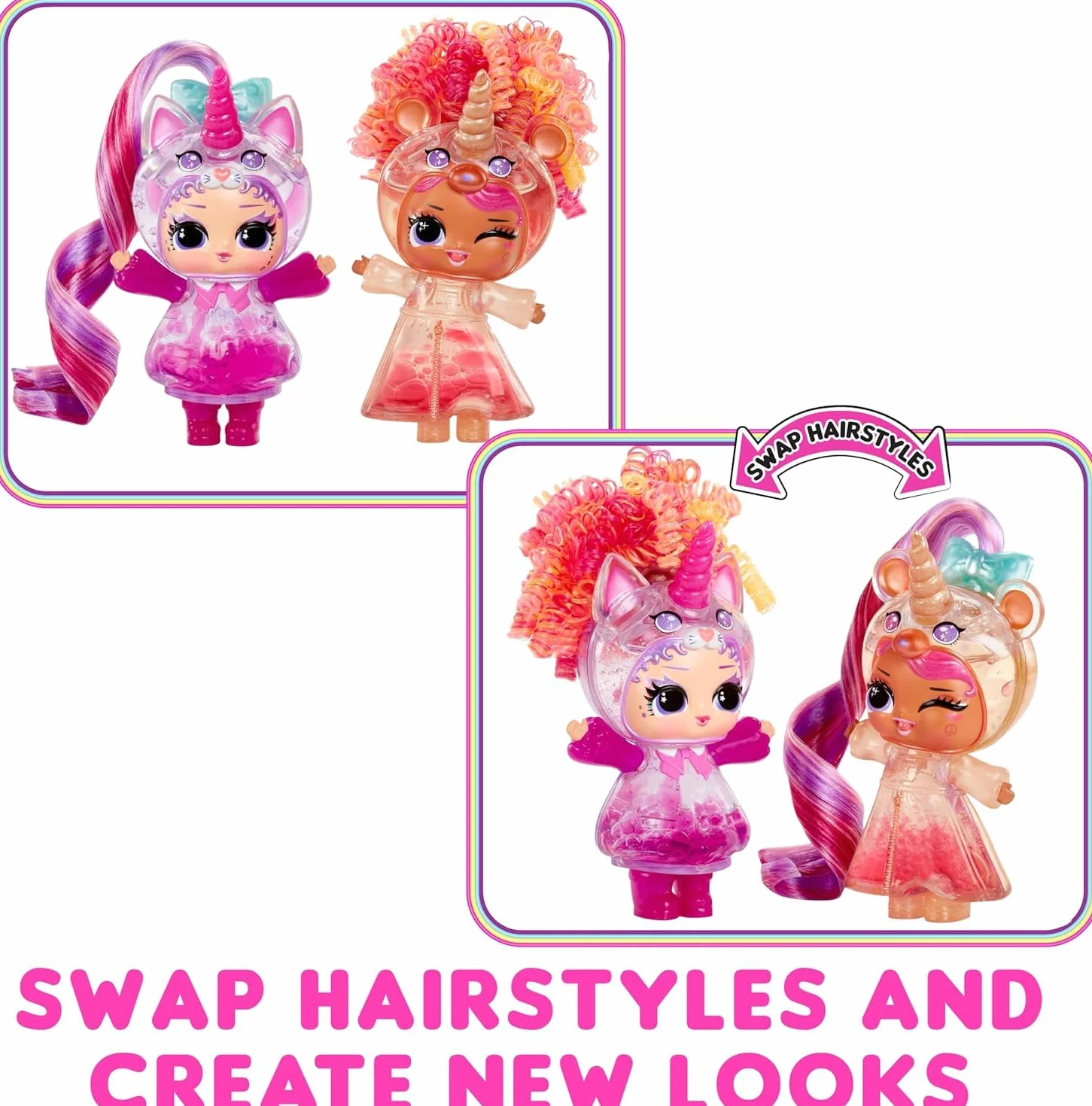 L.O.L. Surprise! Unicorns Tots - z 1 lalką z lampą lawową i przezroczystymi funkcjami, pudełko niespodzianka, 8 lalek do zebrania, zawiera 2 kolorowe mikstury, dla dzieci w wieku 4+