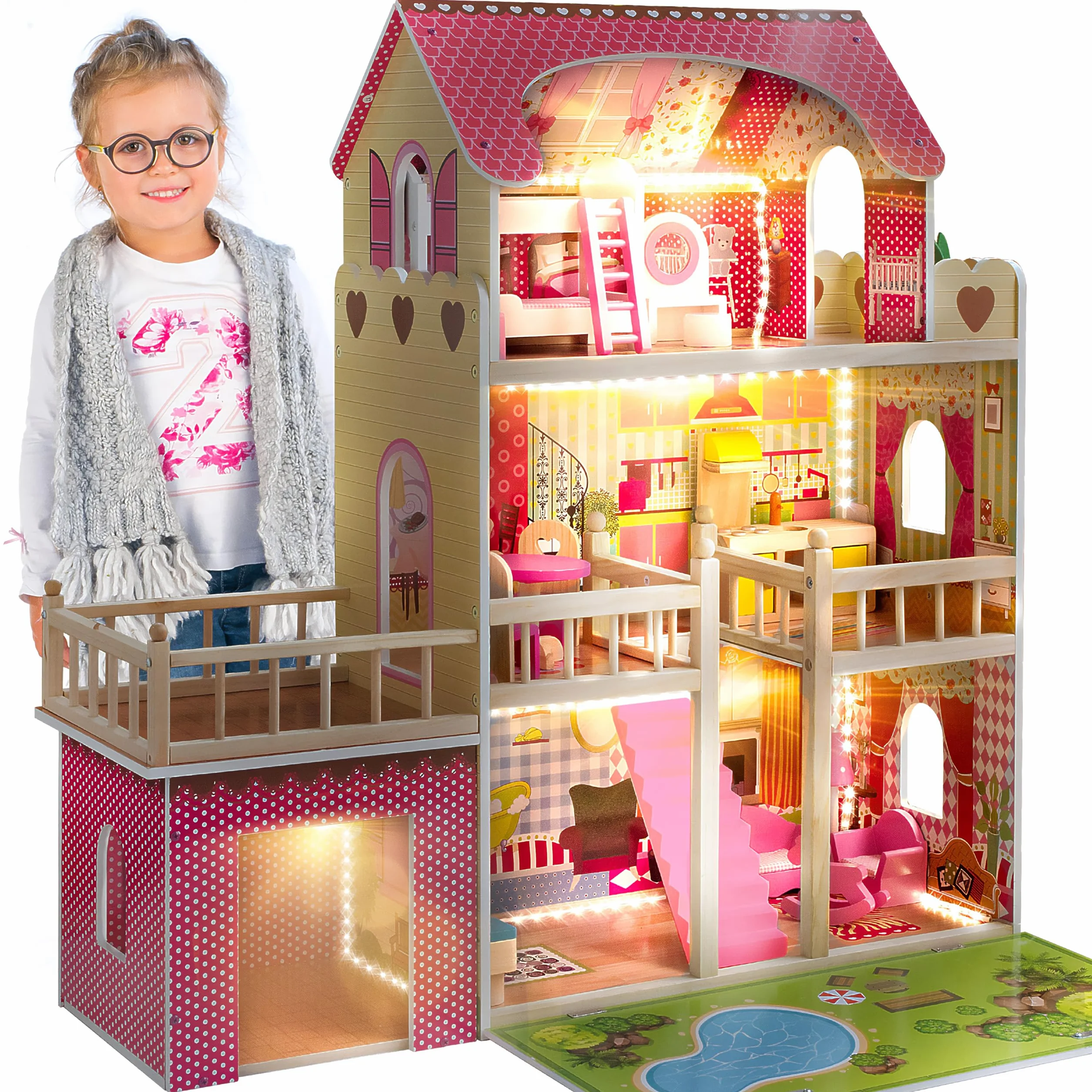 Kinderplay Gs0020 Drewniany Domek Dla Lalek