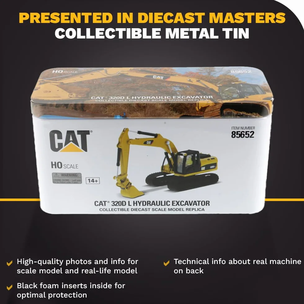 Caterpillar Diecast Masters 85652 - Koparka gąsienicowa z akcesoriami 320D, skala 1:87, ok. 11,7 x 4,5 x 4,8 cm, 14 lat i więcej