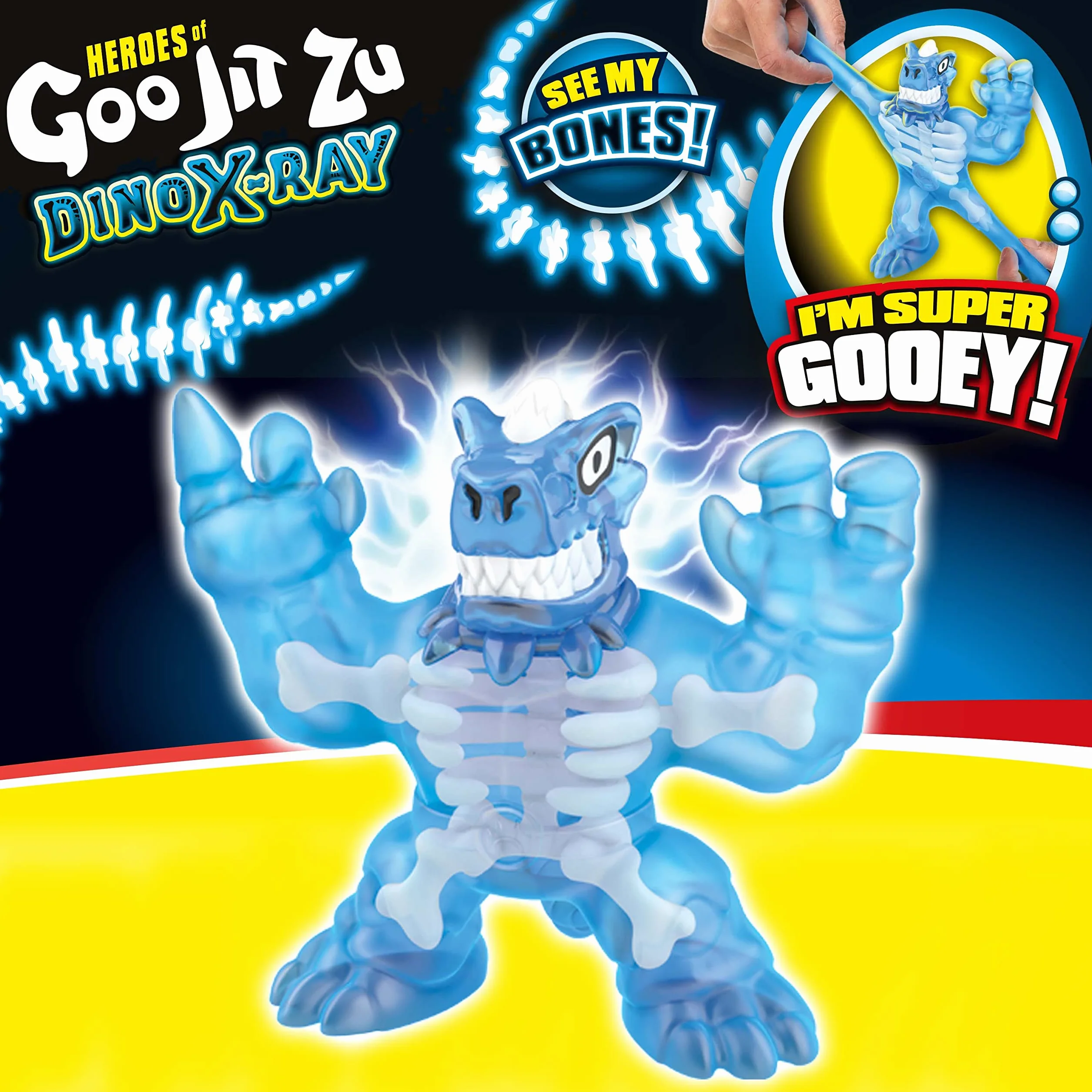 Heroes of Goo Jit Zu Dino X-Ray Tyro Hero Pack. Super Gooey With X-Ray Bones! 4.5 Inch Tall Action Figure. Perfect Christmas/Birthday Present For 4 To 8 Year Olds. Squishy, Stretchy Tactile Play.
