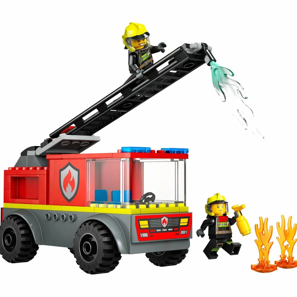 LEGO City Wóz Strażacki z Drabiną, Edukacyjna Zabawka dla Dziecka do Zbudowania, Pojazd z Minifigurkami Strażaków, Kreatywny Prezent dla 4-latka, dla Chłopca i Dziewczynki, dla Przedszkolaka, 60463