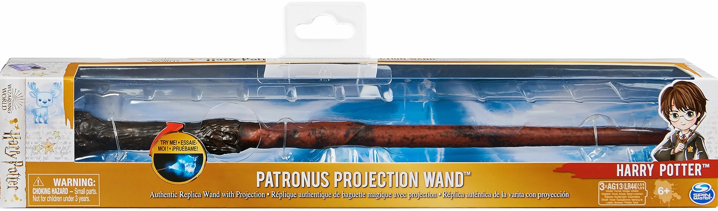 Wizarding World Harry Potter - świecąca różdżka Harry'ego Pottera z projekcją Patronusa, ok. 33 cm, zabawka dla dzieci od 6 lat, artykuł dla fanów
