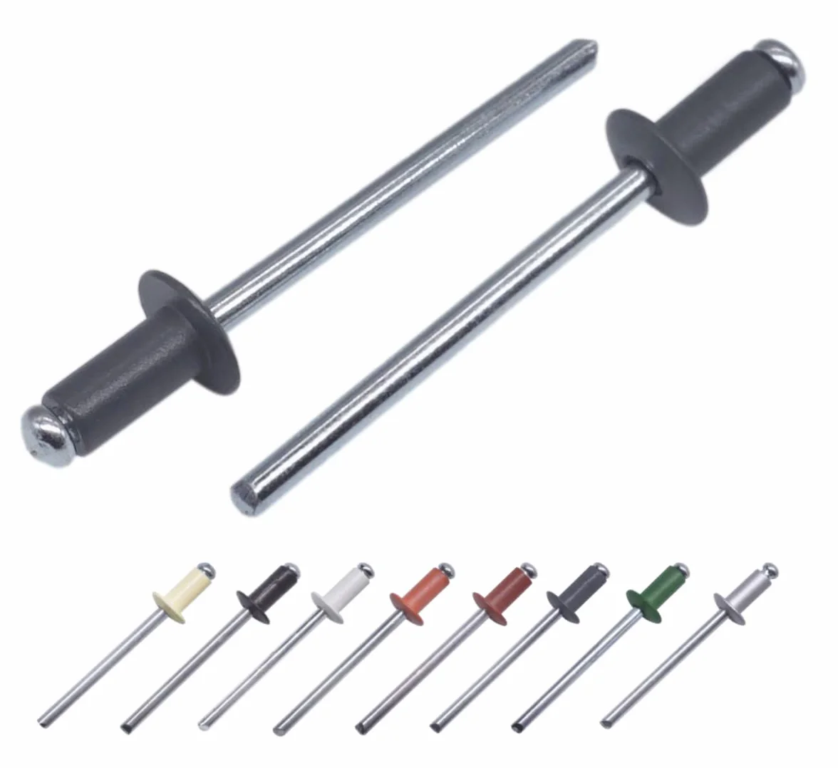 Marcopol (100 szt.) Malowane nity zrywalne 4,0 x 8 mm, głowica kopułkowa, DIN 7337, nit aluminiowy i stalowy trzpień, pop (100, antracyt szary RAL 7016)
