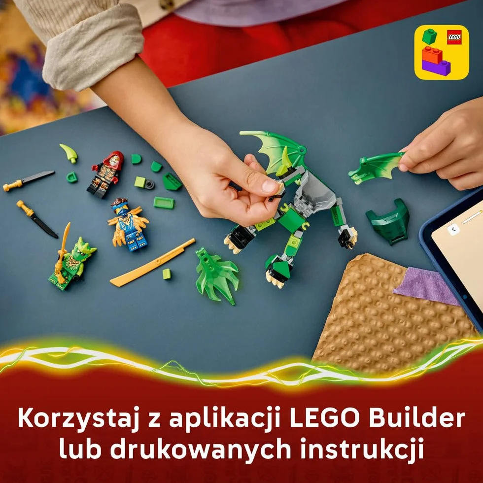 LEGO NINJAGO Smoczy mech Lloyda — zestaw bitewny, zabawka konstrukcyjna, klocki dla chłopca lub dziewczynki, ruchoma figurka mecha i trzy minifigurki ninja, prezent dla dziecka od 6 lat 71862