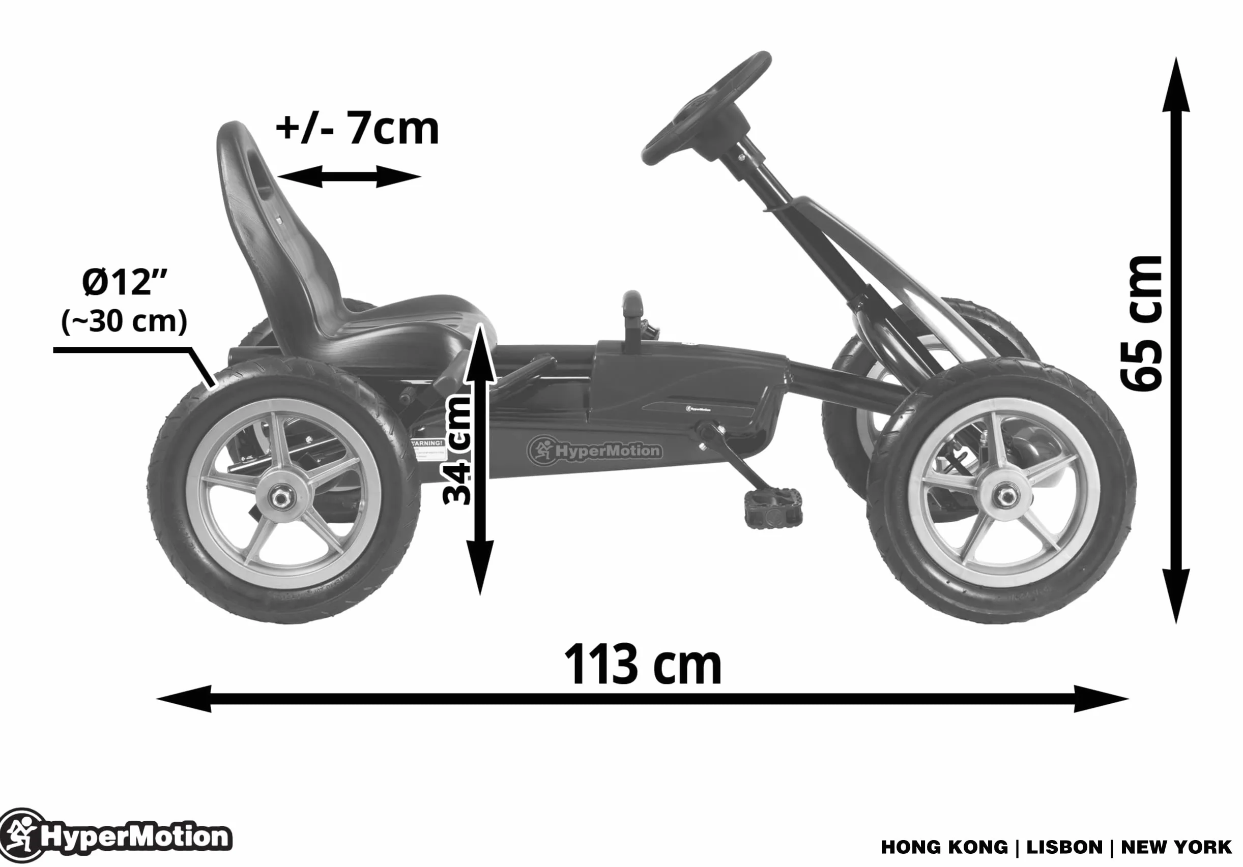 HyperMotion Go-Kart na Pedały dla Dzieci EVOQUE, Gokart z Trzema Trybami Jazdy dla Dziecka 5-8 Lat, Auto dla Dziecka, Samochód Dziecięcy od 5 Lat, Waga do 50 kg, Szary