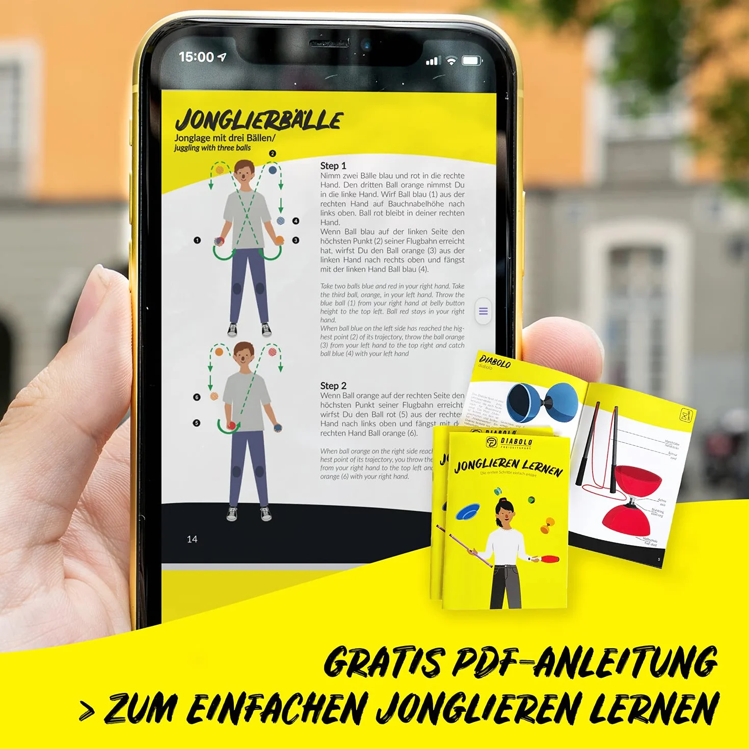 Diabolo Freizeitsport Piłki do żonglerki, zestaw 3 sztuk, 62 mm, wypełnione ekologicznym prosem ptaków, wodoodporna sztuczna skóra, idealna dla dzieci i początkujących