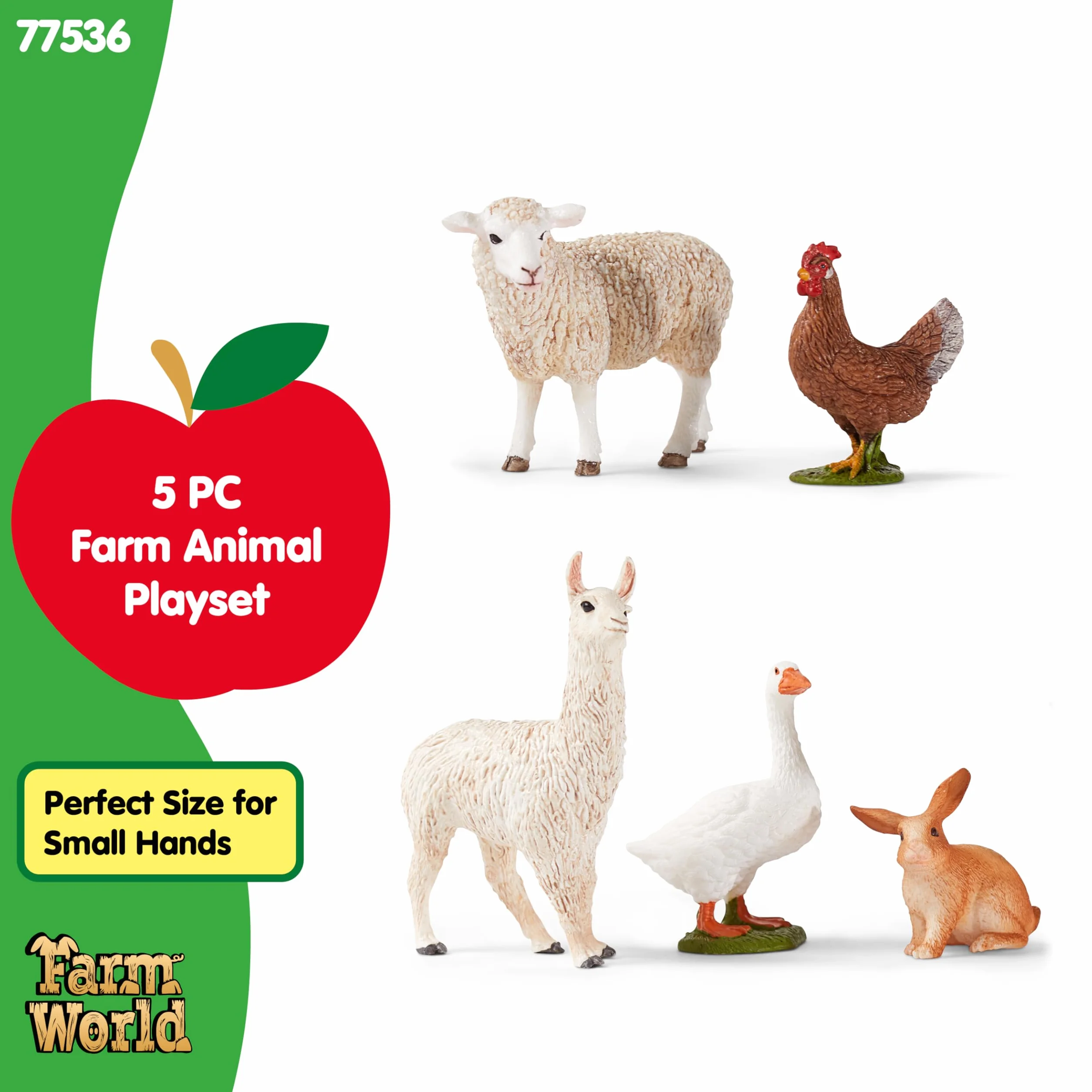 schleich FARM WORLD | Zestaw zwierząt z farmy 77536 z królikiem, gęsią, kurą, owcą i lamą | zabawka farmerska od 3 lat | szczegółowy zestaw 5-częściowy | tylko w Amazon