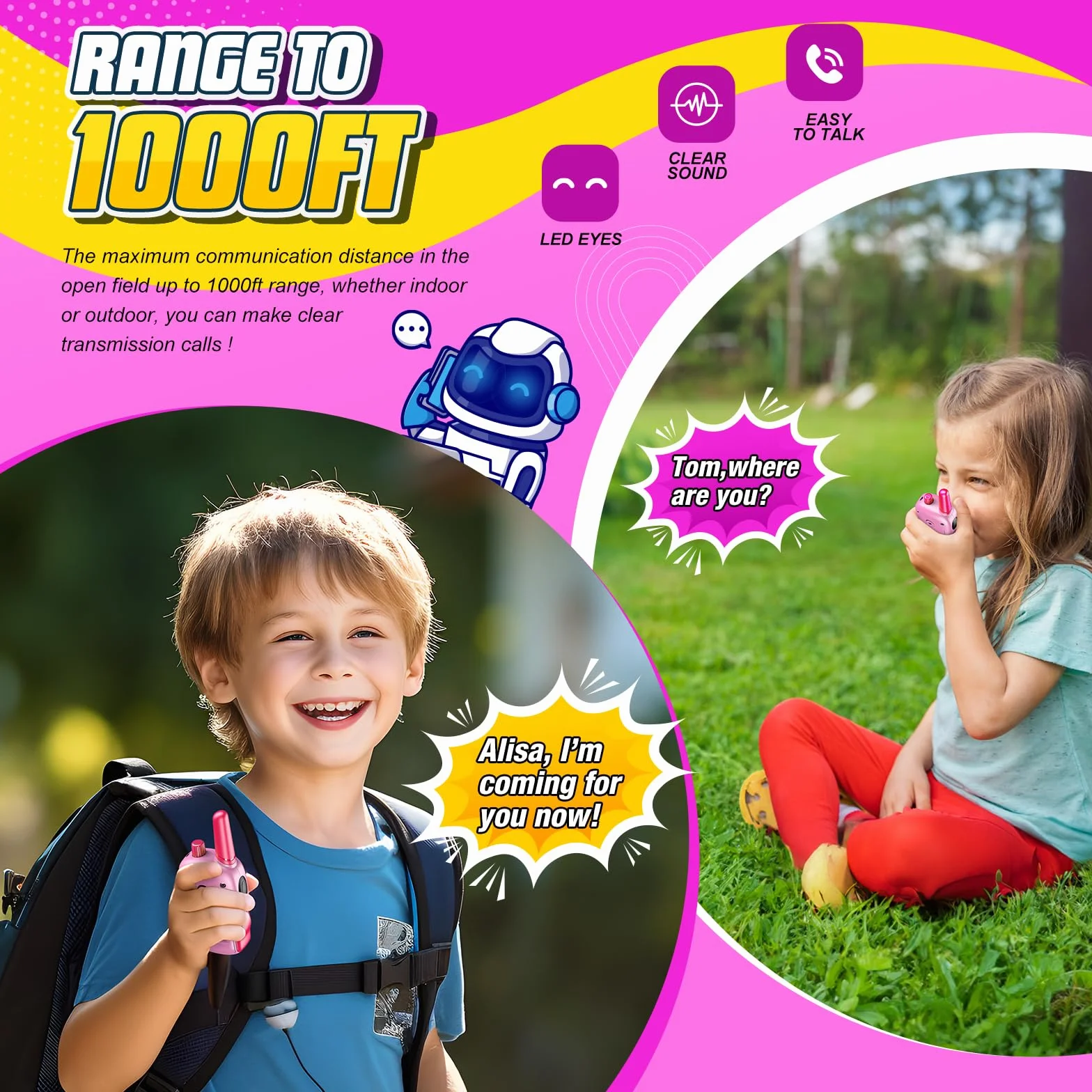 Adeokay Toys Dziewczyny 3 4 5 6 7 8 9 10 lat, prezenty dla dziewczynek 3-10 lat Walkie Talkie Kids Gry na świeżym powietrzu dla dzieci Dziewczyny 3-12 lat Pomysły na prezenty Walkie Talki Kids
