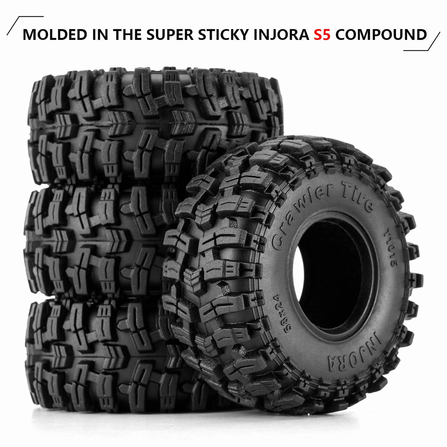 INJORA 1.0 Opony Koło- 58 * 24 mm Bagno Opony S5 do SCX24 AX24 TRX4M FCX24 1/24 1/18 RC Crawler Pojazd