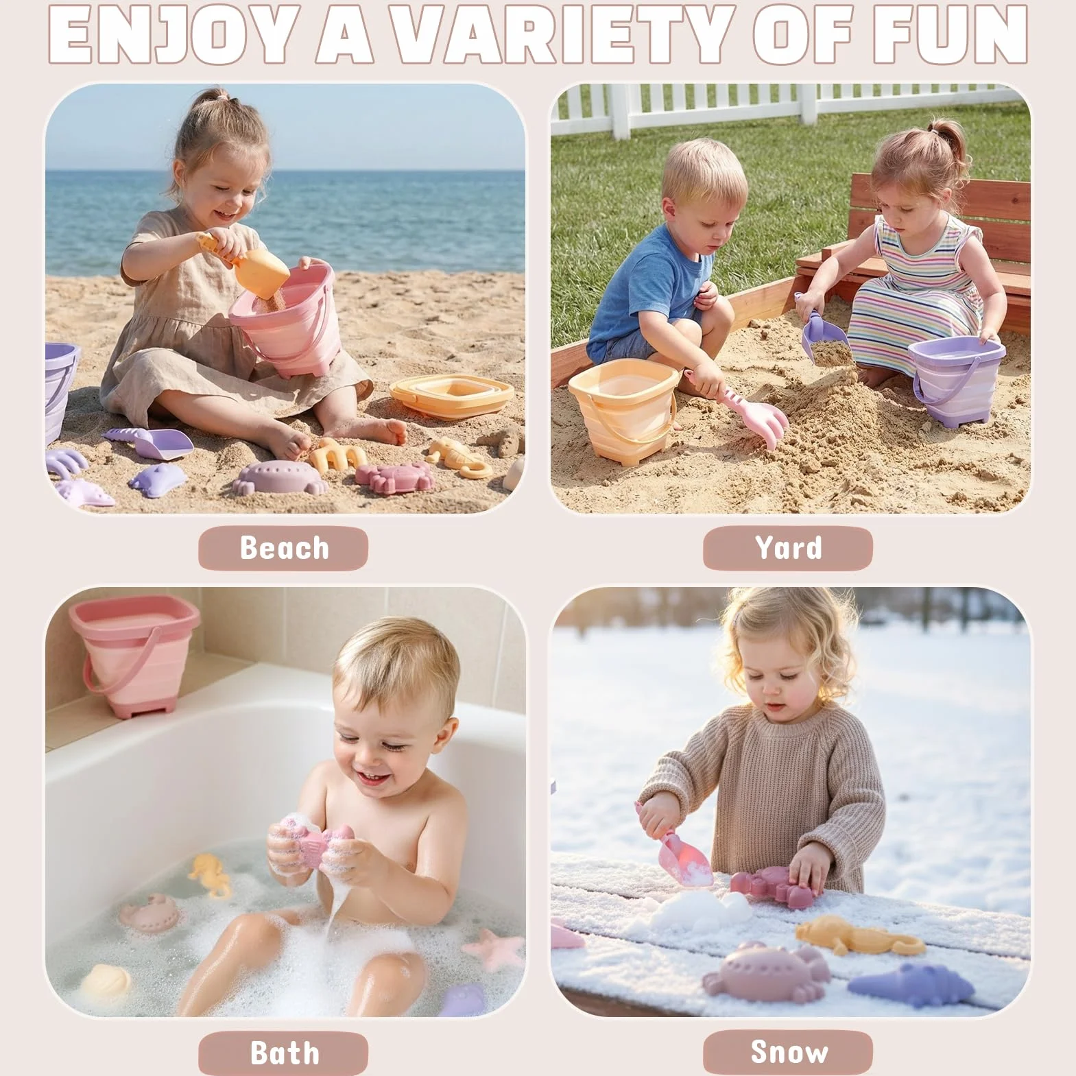 Dreamon Zabawka do piasku, zabawka plażowa, dla dzieci, 18 sztuk, zabawka podróżna ze składanym wiadrem, piaskownica, zabawka na plażę, dla dzieci od 1, 2, 3, 4, 5 lat, dla dziewczynek i chłopców