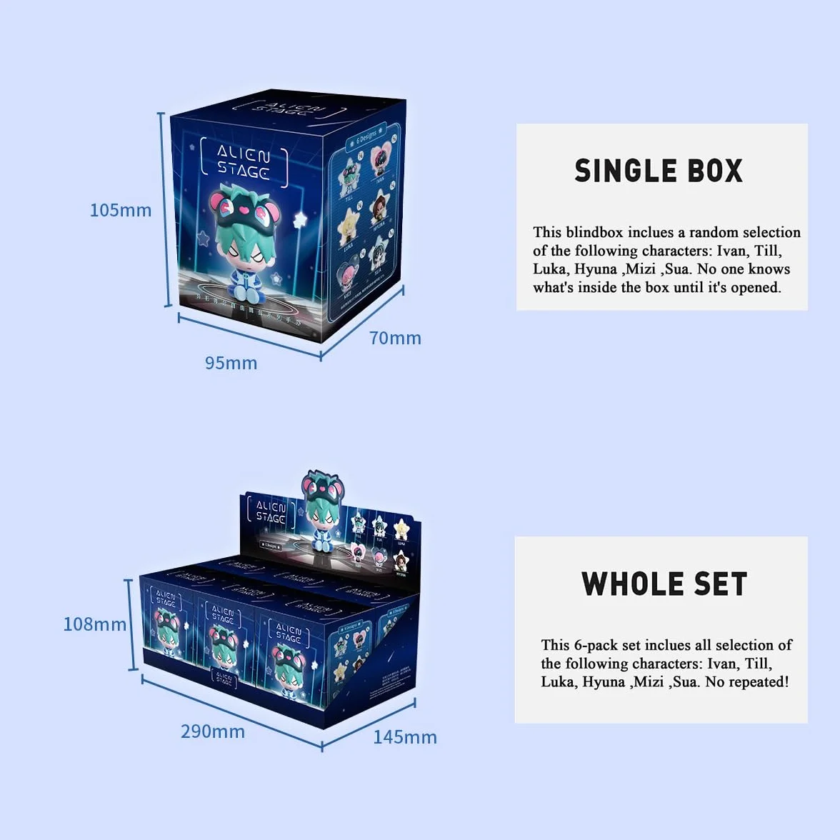 YJacuing Alien Stage Free Stage Series Blind Box Figurki, Anime ALNST oficjalnie licencjonowane tajemnicze statuetki (pojedyncze pudełko, zawiera losową figurkę)