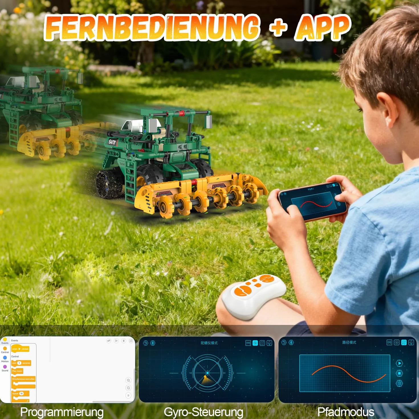 Technologia robota dla dzieci, 5 w 1, zestaw montażowy z aplikacją i zdalnym sterowaniem RC Technic Robot / ciągnik / kombinator / wózek wodny, 313 sztuk RC programowalny prezent dla dzieci 5 6 7 8 10