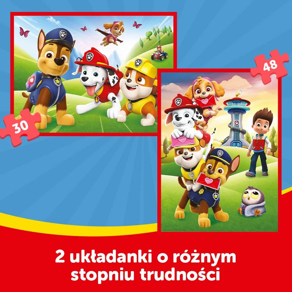 Trefl PAW Patrol Psia Ekipa w Akcji 3w1 Puzzle 30 i 48 Elementów Gra Memory 24 Memosy dla Dzieci od 3 lat