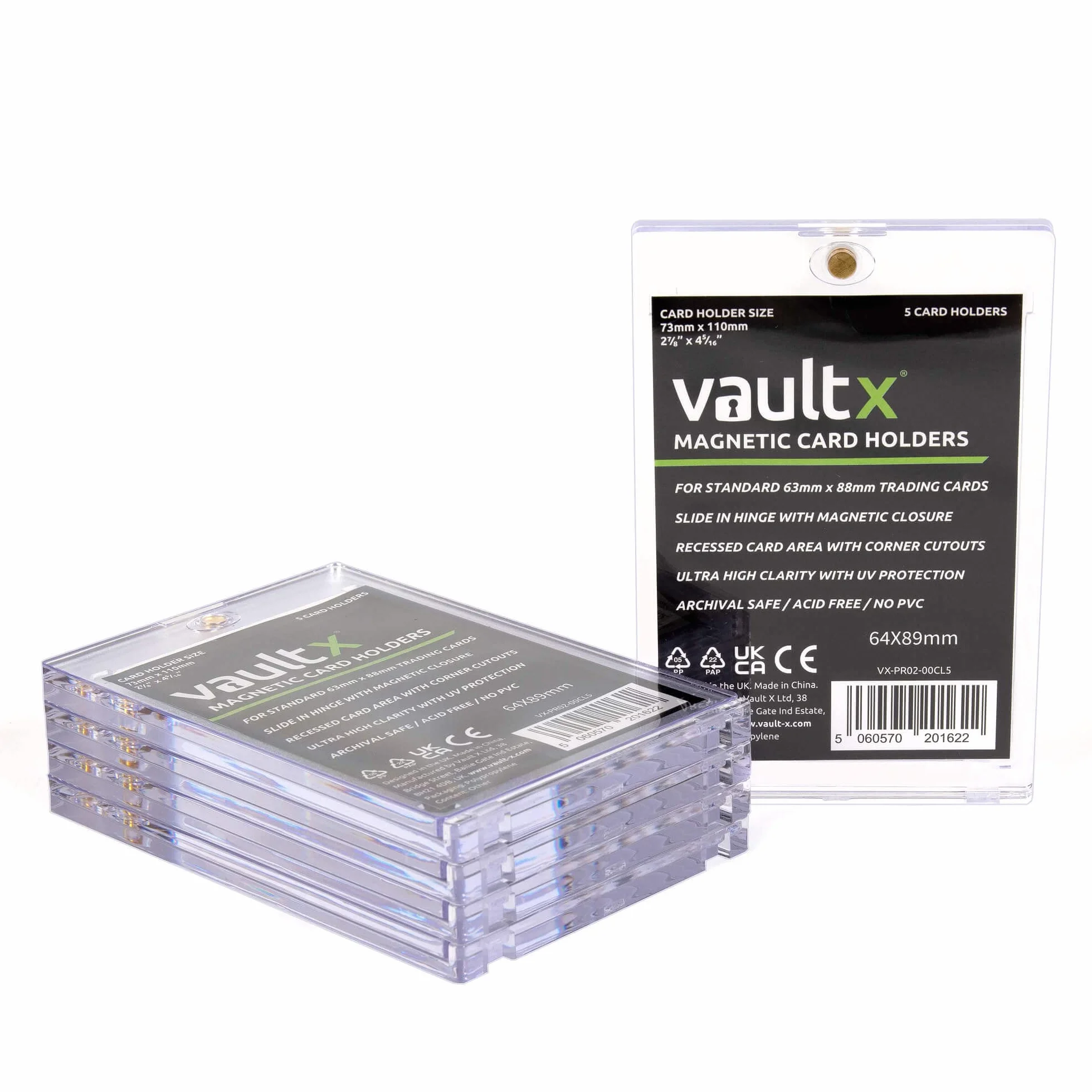 Vault X magnetyczne etui na karty 35pt do kart kolekcjonerskich, jednoczęściowe twarde opakowania z ochroną UV, przezroczysta ekspozycja do gier kolekcjonerskich, sportowych, TCG (opakowanie 5 szt.)