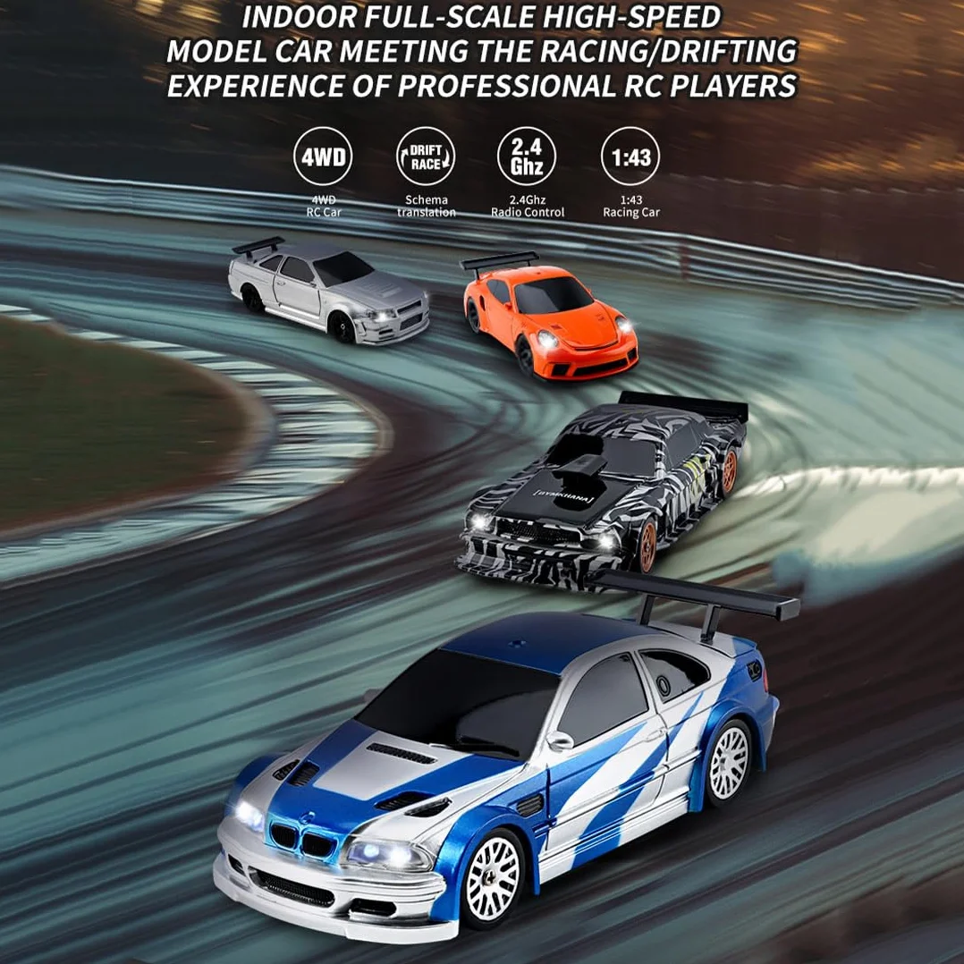 Skala 1/43 Mini RC Drift Car, 2.4G 4WD Full-proportion RC Electric Racing Drift Car Model, Prezent dla miłośników pojazdów (wersja RTR)
