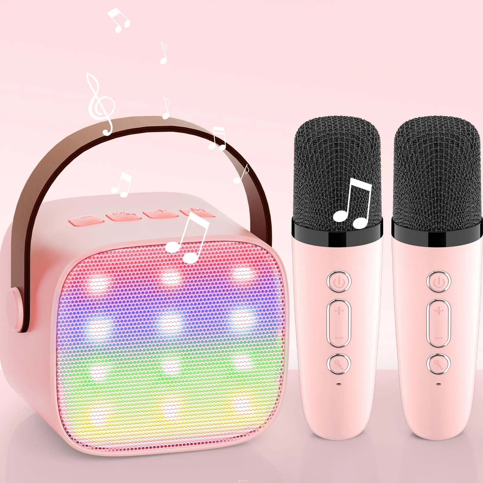 Ulepszony ekspres do karaoke 2 mikrofony dla dzieci dla dziewczynek: Wowstar Kids Karaoke Machines z mini mikrofonami karaoke - przenośny głośnik Bluetooth dla dzieci - zabawki prezenty dla chłopca