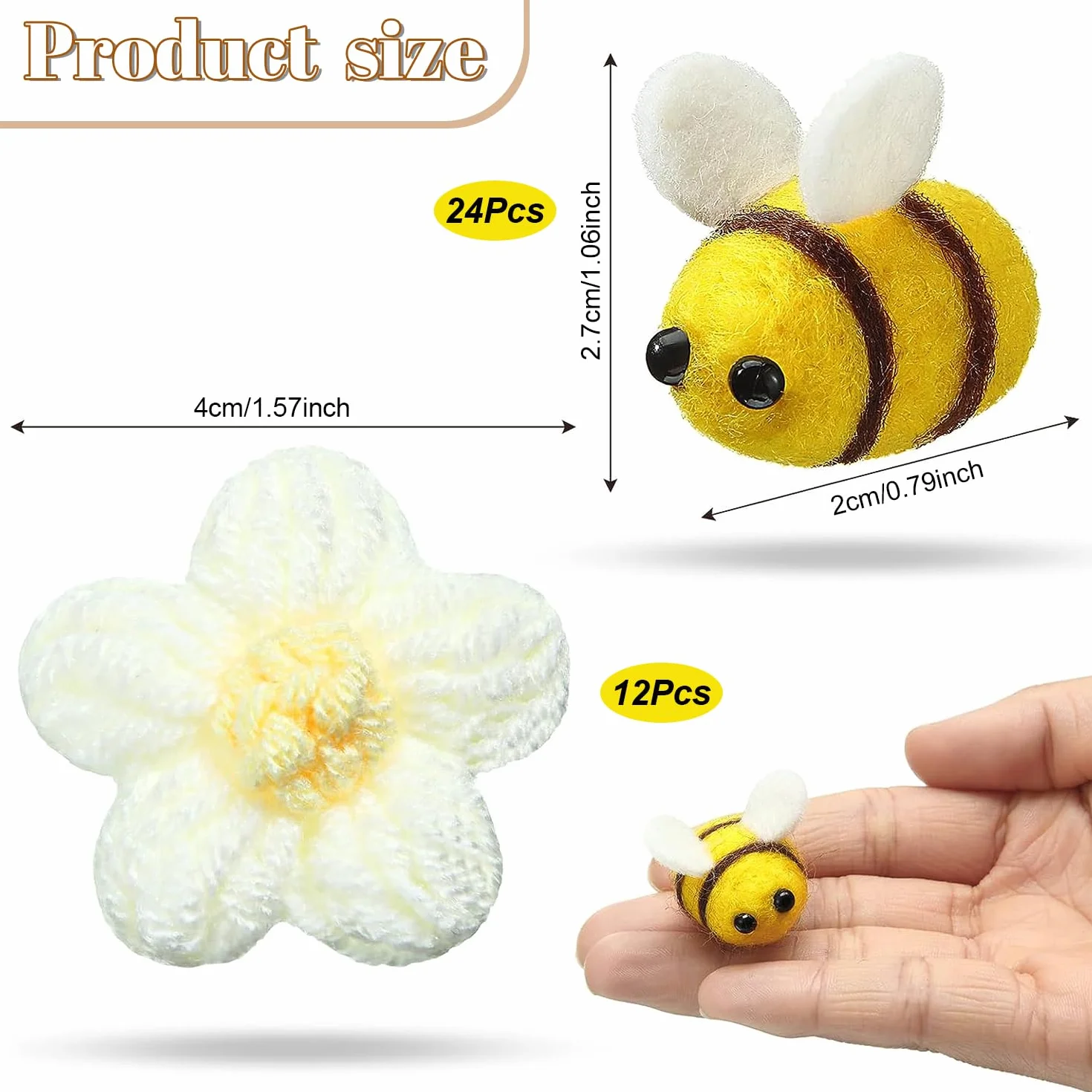 36 sztuk filcowych mini kwiatów pszczół, dekoracja pszczoły, filcowe pszczoły, mini pszczoły, do majsterkowania, sklepu, ubrań, dekoracji.