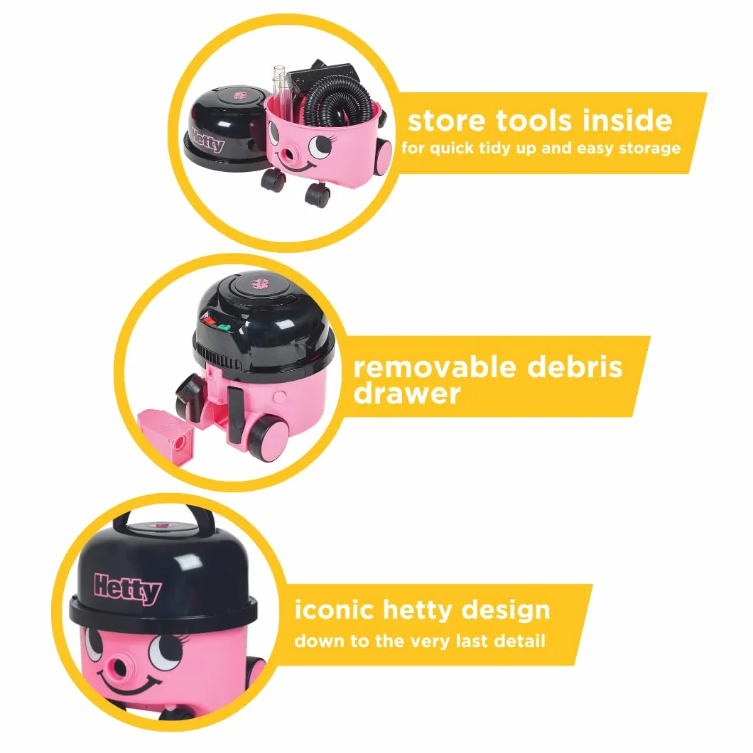Casdon Hetty Vacuum Cleaner, Pink Toy Vacuum Cleaner For Children Aged 3+, Looks And Works Just Like The Real Thing!