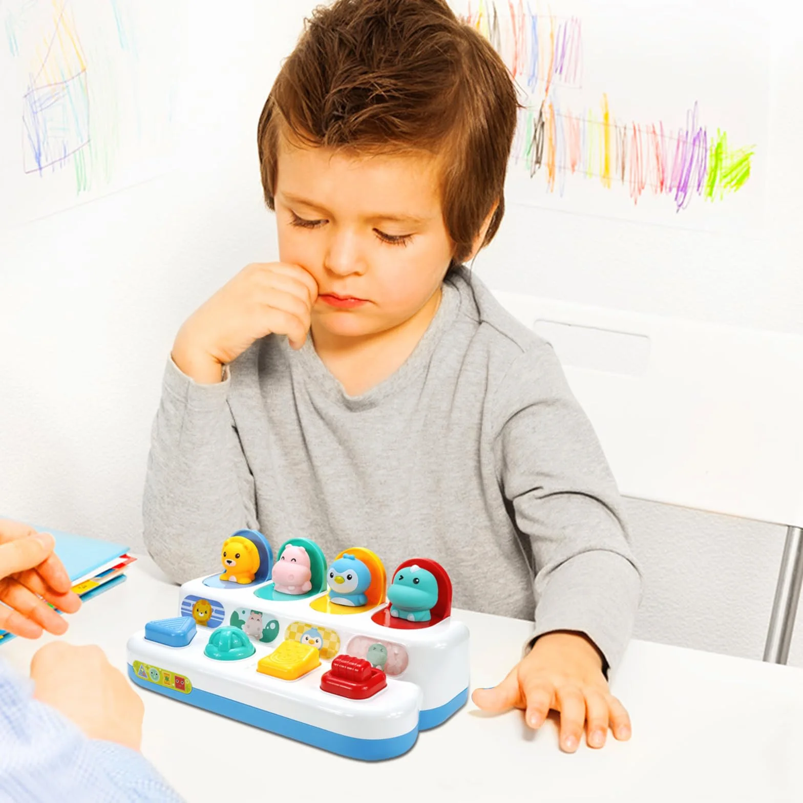 Pop up Baby Zabawka od 12 miesięcy, Montessori Zabawka od 1 roku Zabawka motoryczna od 6 miesięcy Wczesny rozwój Przyczyna & skutek Zabawka edukacyjna Niemowlęce prezenty na Wielkanoc Chłopiec
