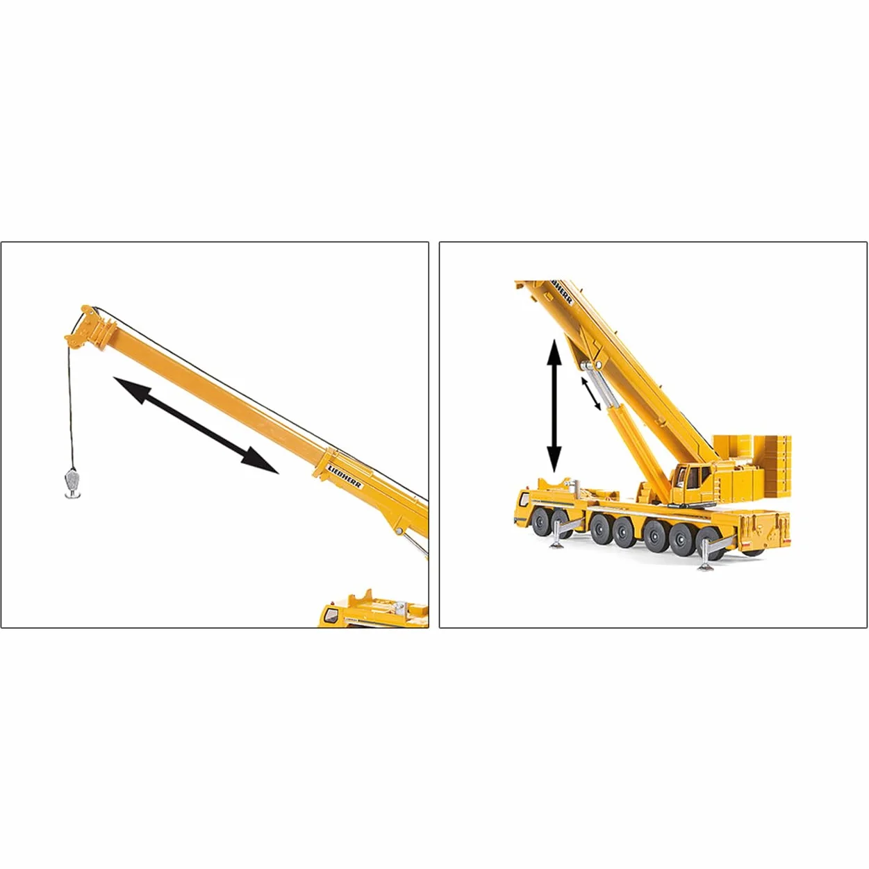 Siku 1886, Żuraw Liebherr, 1:87, Metal,Tworzywo sztuczne, Żółty, Ruchome części