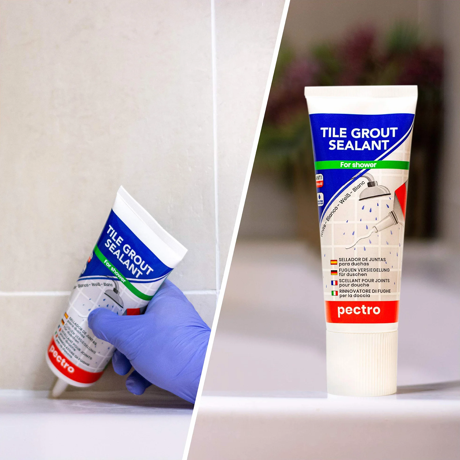PECTRO Zestaw do renowacji fug + szpatułka do płytek specjalna do prysznica, 200 ml (ZESTAW x 1)