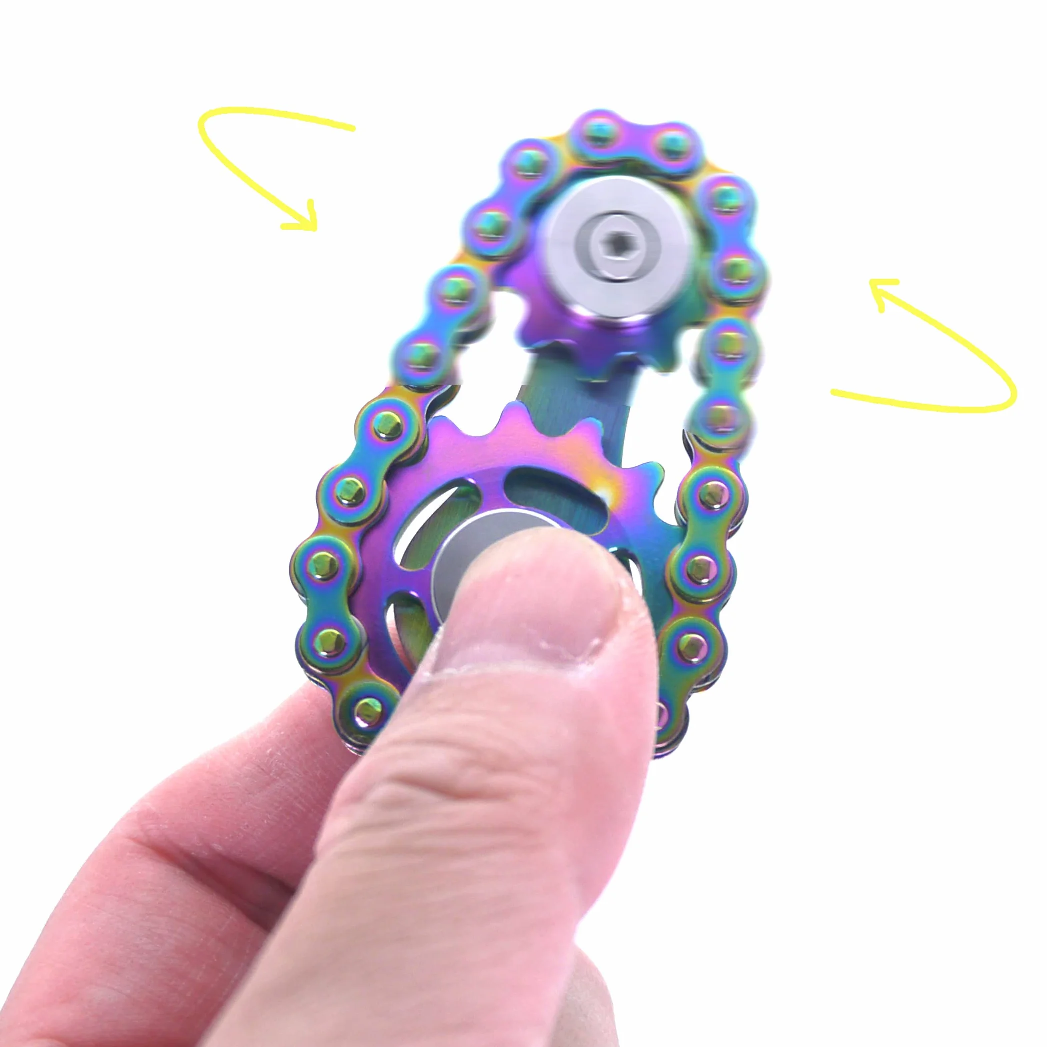 Fidget Spinner Metal Stal nierdzewna 2 Gears Linkage Bike Chain Design Trwała mechanika z gładkimi łożyskami