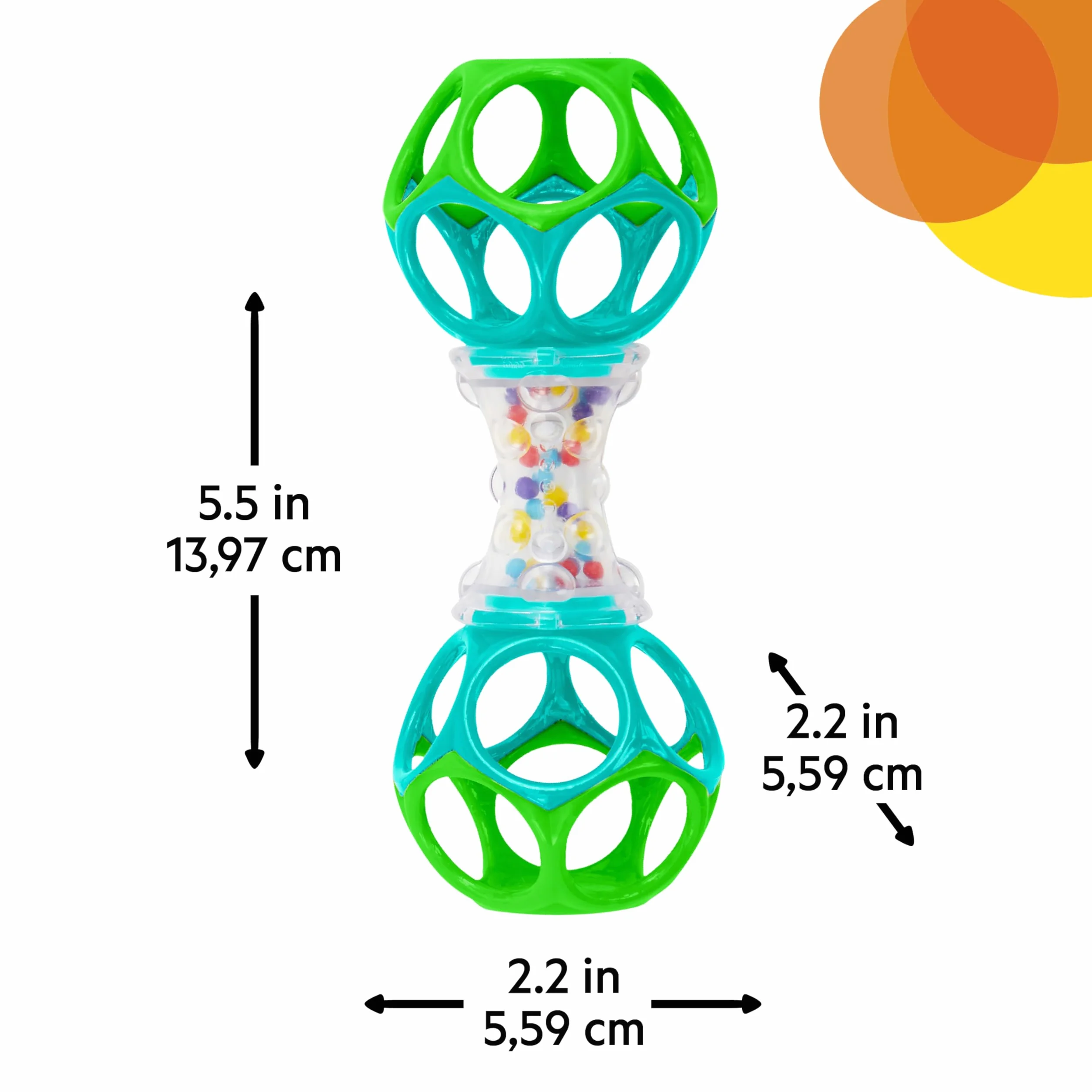 Bright Starts Easy-Grasp Oball Bundle zestaw prezentowy – Grasp the Day, piłka i grzechotka - zestaw 2 sztuk, nie zawiera BPA, unisex, nowożeńcy +