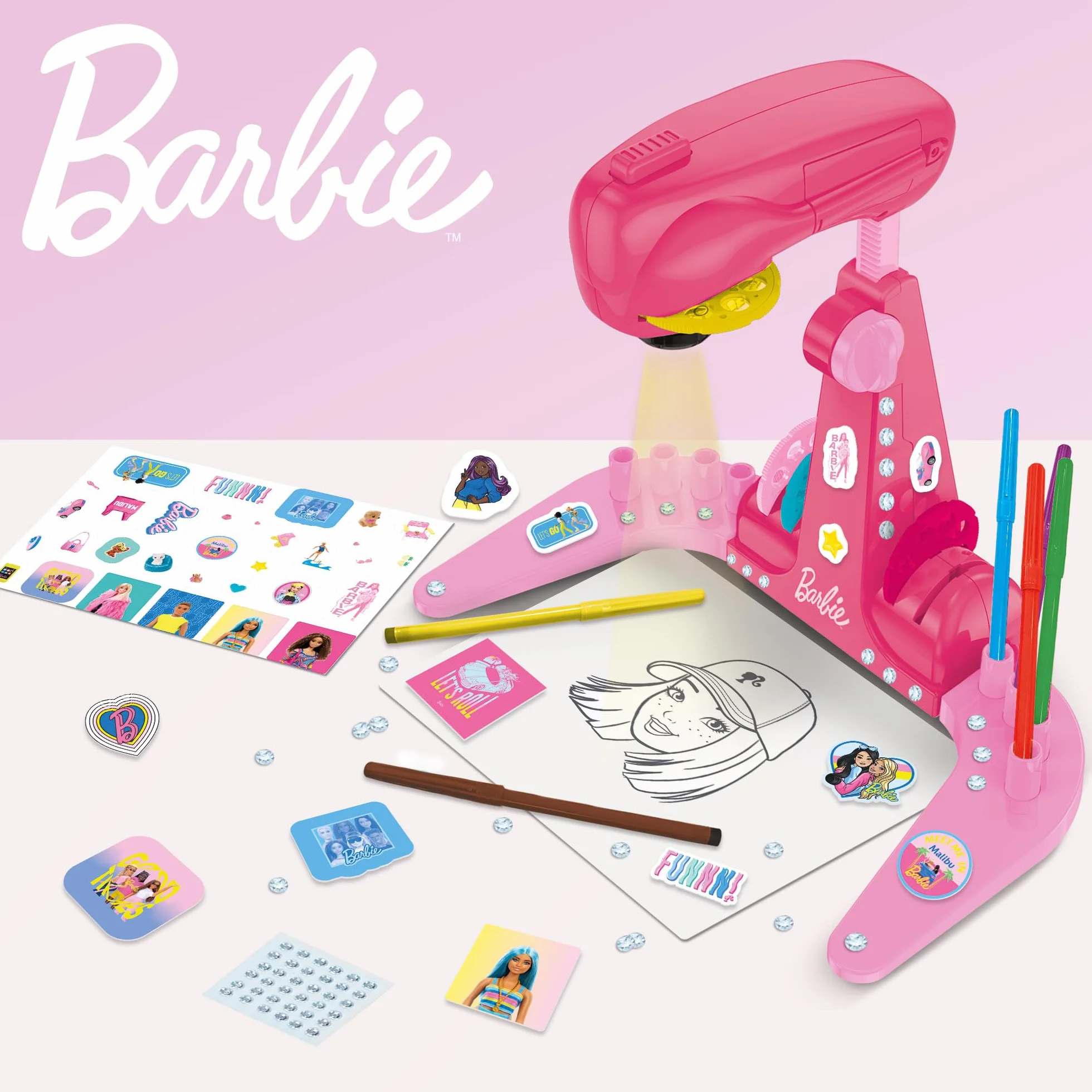 Lisciani - Barbie Projector Drawing School - Edukacyjna zabawka do rysowania i kolorowania dla dzieci od 4 lat - kreatywny zestaw do rysowania LED - Aktywność bez ekranu i tabletu - Dobra motoryka i
