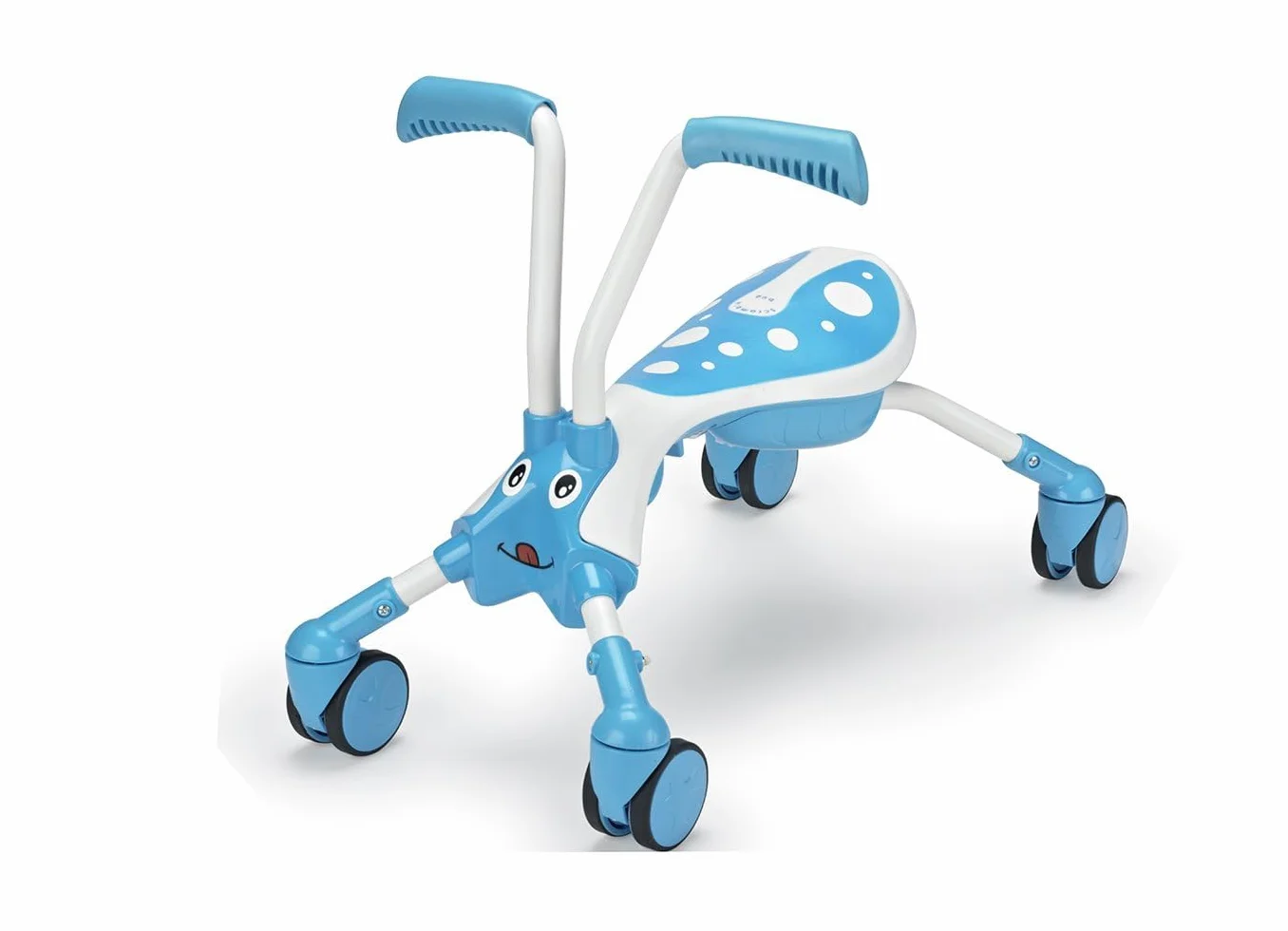 TP Toys Scramblebug Tide 4 koła - suwmiarka składana 360° - ciche kółka odporne na zarysowania - mobilność wewnątrz i na zewnątrz - od 12 miesięcy - niebiesko-biała konstrukcja owadów