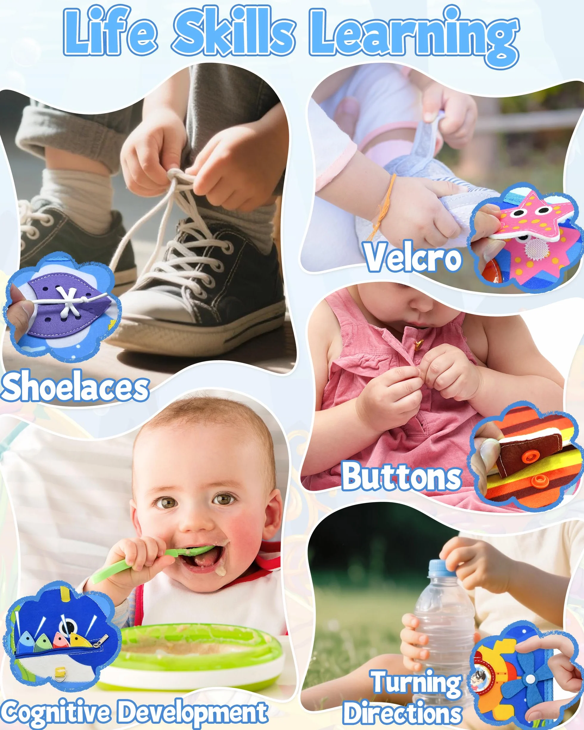 Zabawka dla niemowląt 1 rok Busy Board Montessori, wiek 1 rok, z 6 warstwami desek, zabawka dla dzieci w wieku 1, 2, 3, 4 lata, zabawki do aktywności i rozwoju, prezent dla dzieci w wieku 1–3
