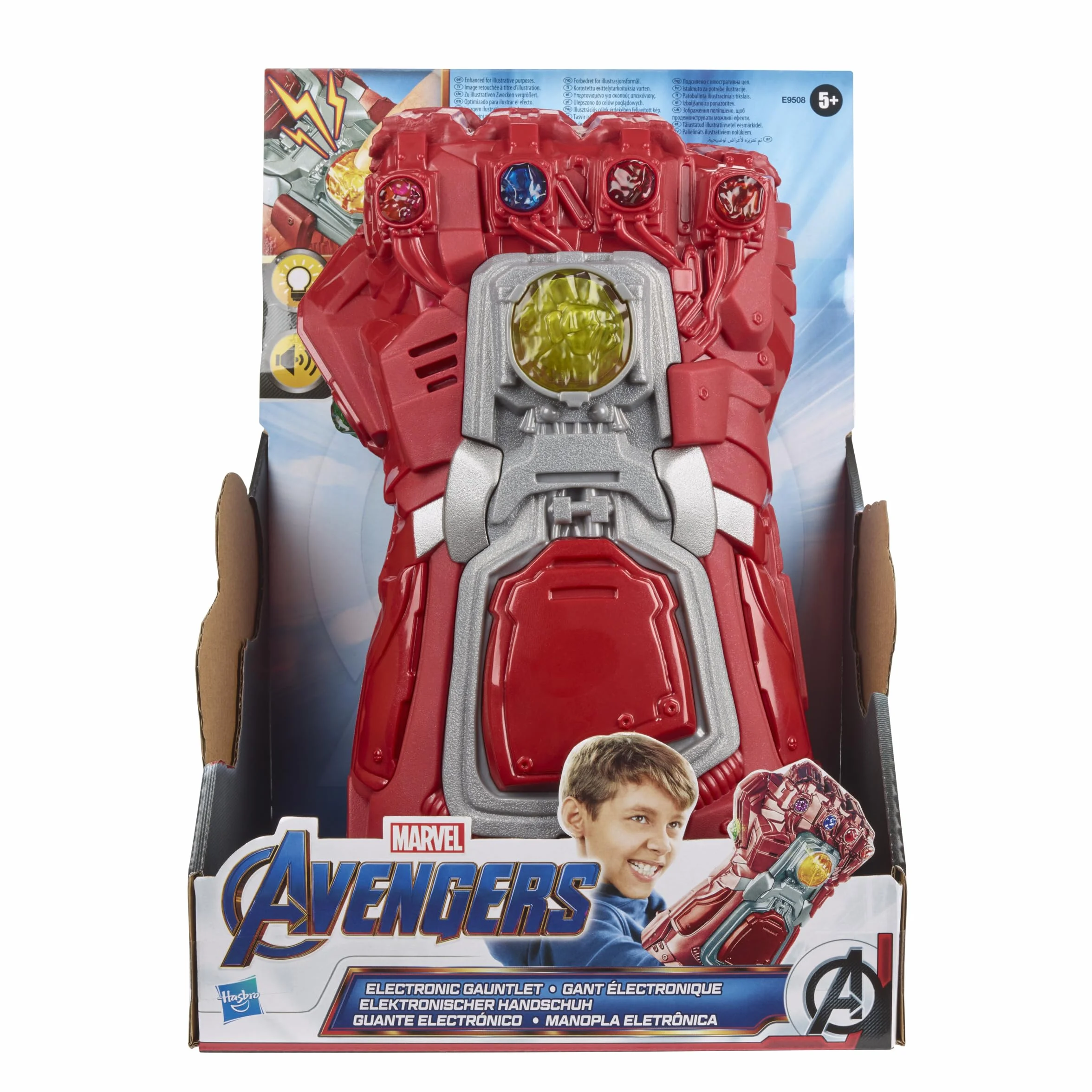 Marvel Czerwona Rękawica Nieskończoności Elektroniczna Pięść, zabawka tematyczna z filmu Marvela Avengers: Koniec gry, z efektami świetlnymi i dźwiękowymi, zabawka dla dzieci w wieku od 5 lat