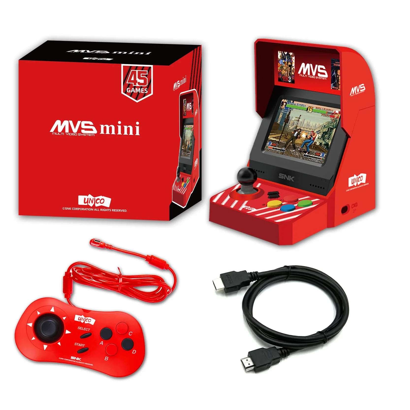 Unico SNK MVS Mini Arcade Red zestaw kontrolerów z 45 grami SNK Neo Geo