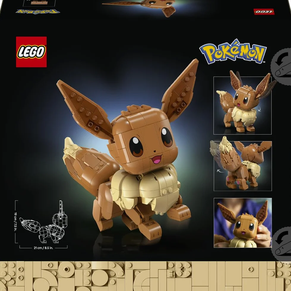 LEGO Pokémon Eevee, zestaw klocków konstrukcyjnych dla dorosłych, ruchoma figurka kolekcjonerska, szczegółowy model Pokémona, pomysł na prezent dla gracza, dla par i fanów gamingowych dekoracji 72151