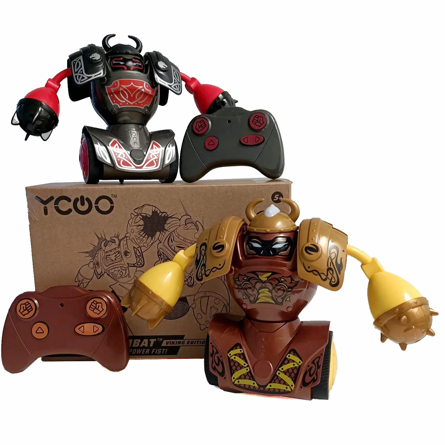 Silverlit-YCOO- Pakiet 2 Pilot zdalnego sterowania Robot Kombat Viking- Opakowanie ekologiczne- Łatwy do rozpięcia-14 cm- Pchnij i uderz przeciwnika, aby się go pozbyć - Dla dzieci w wieku od 5 lat